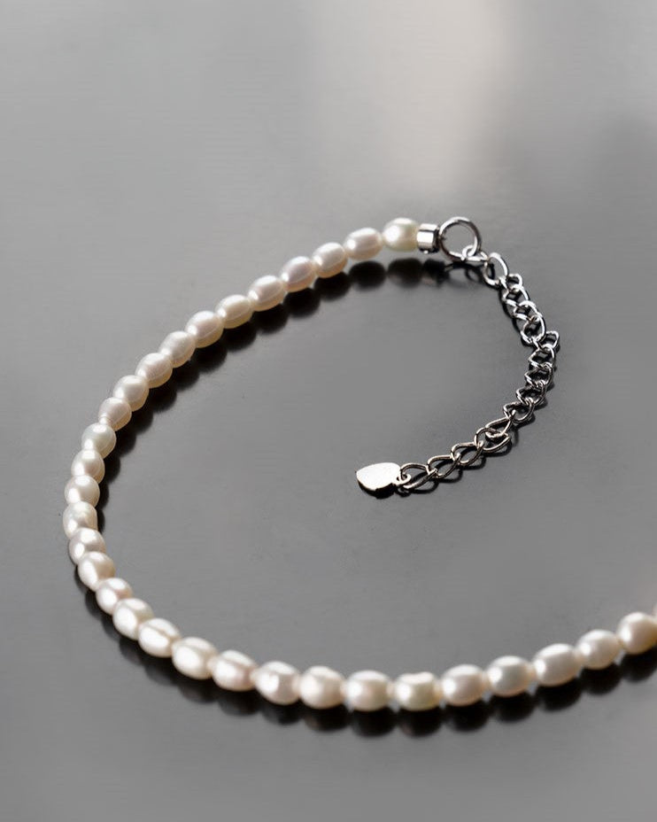 Pulsera de perlas cultivadas de agua dulce Ovaladas de 3-4 mm