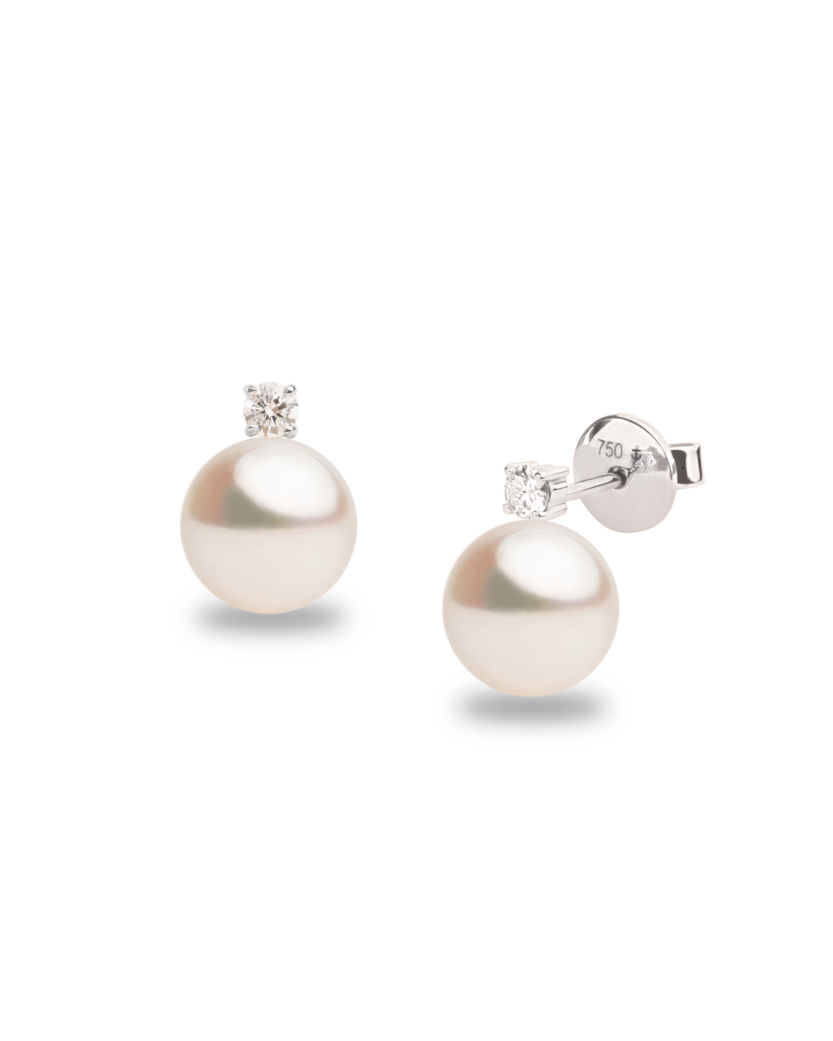 Pendientes Elara con Perlas Akoya y Diamantes en Oro Blanco | 7,5 - 8 mm
