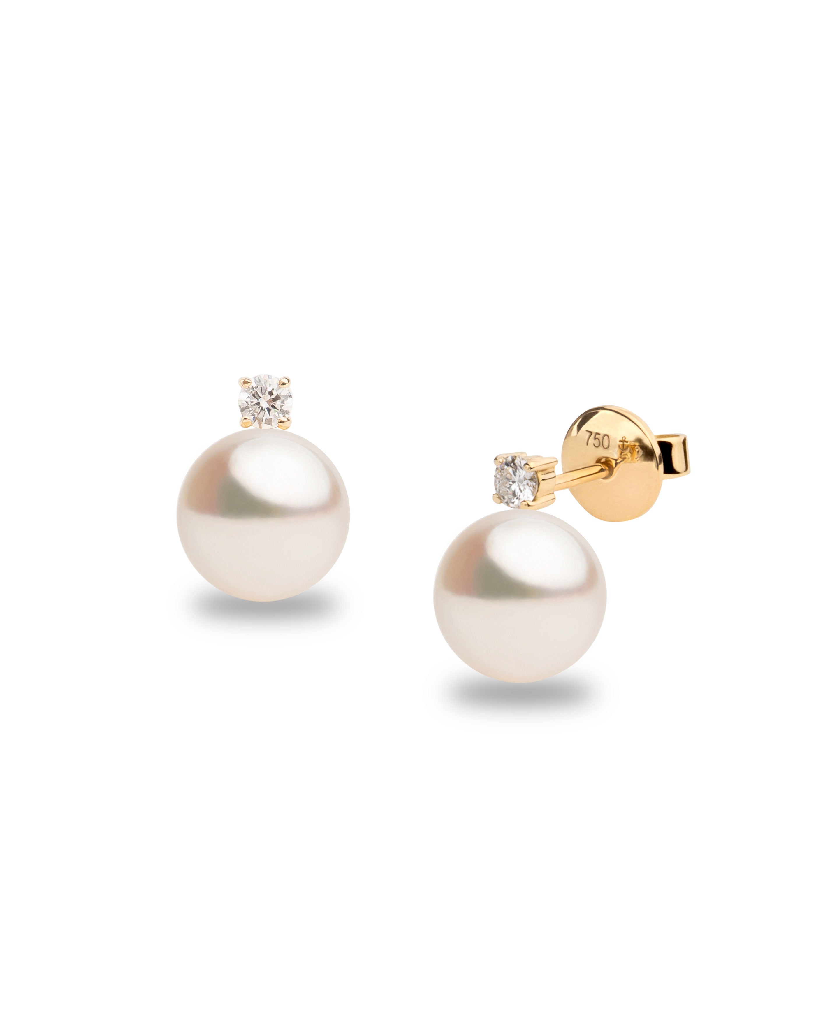 Pendientes Elara con Perlas Akoya y Diamantes en Oro | 7,5 - 8 mm