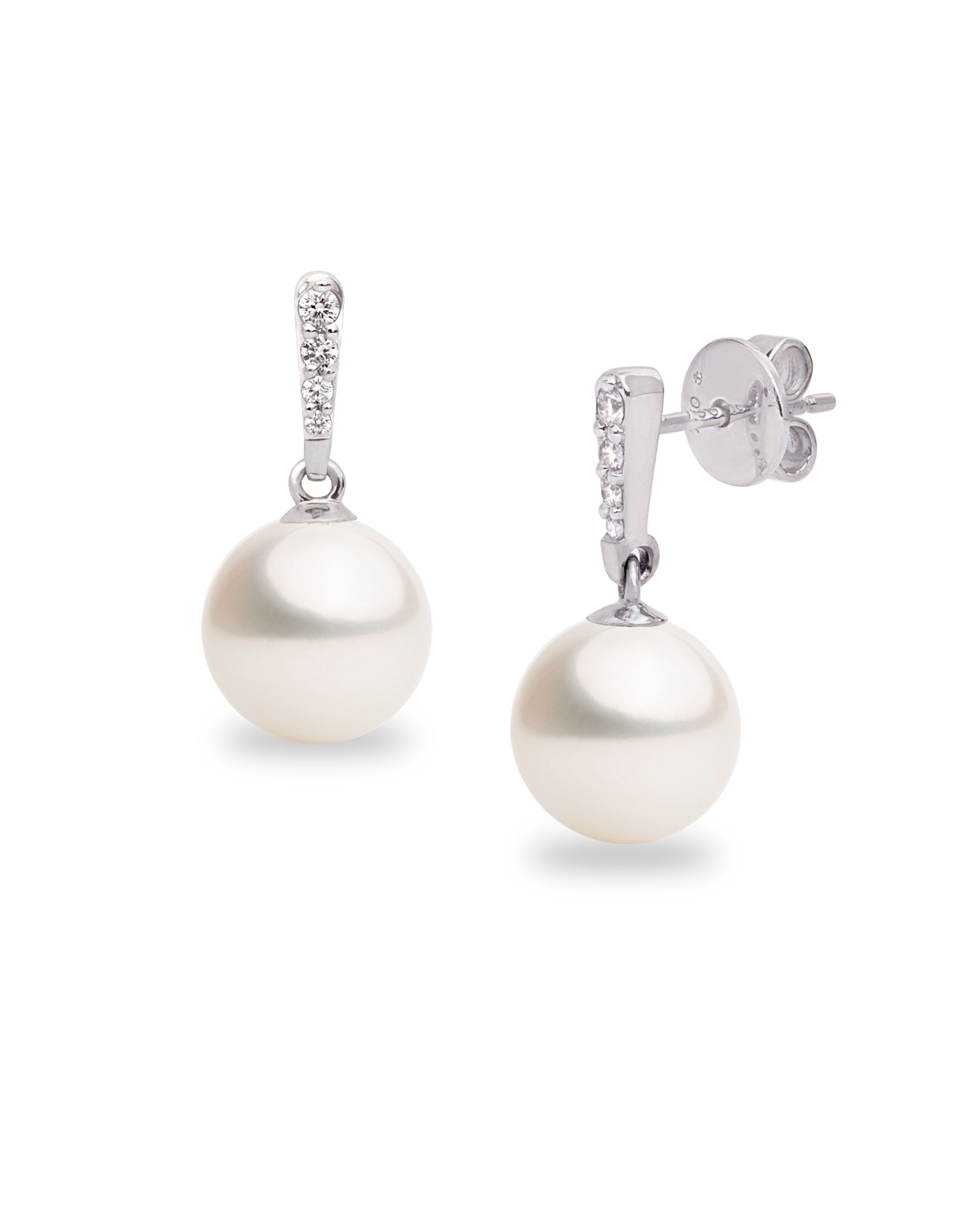 Pendientes Alyssa con Perlas Australianas y Diamantes en Oro Blanco | 9 - 10 mm