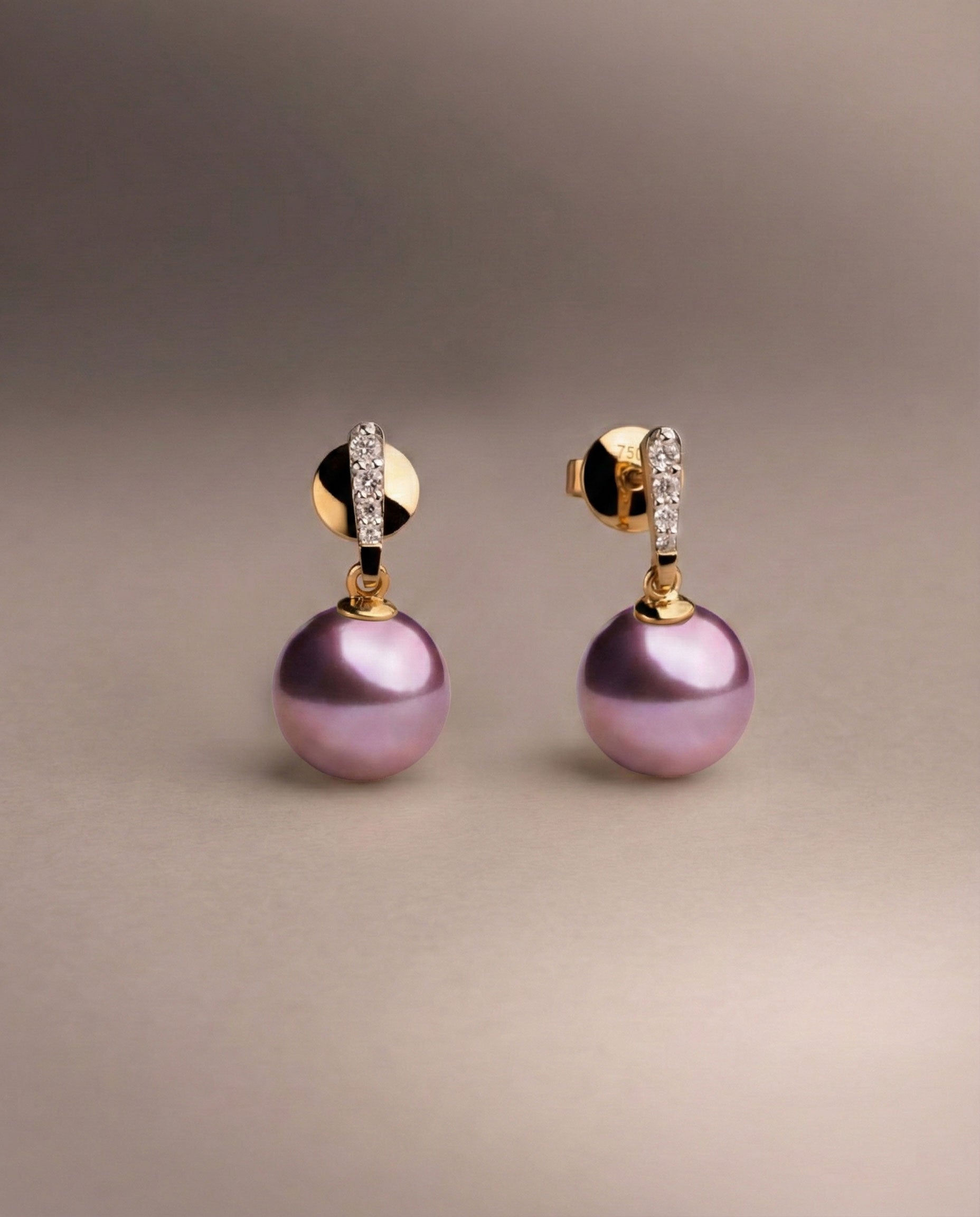 Pendientes Alyssa de Perlas Agua Dulce Edison Moradas 8-9 mm | SY Perlas