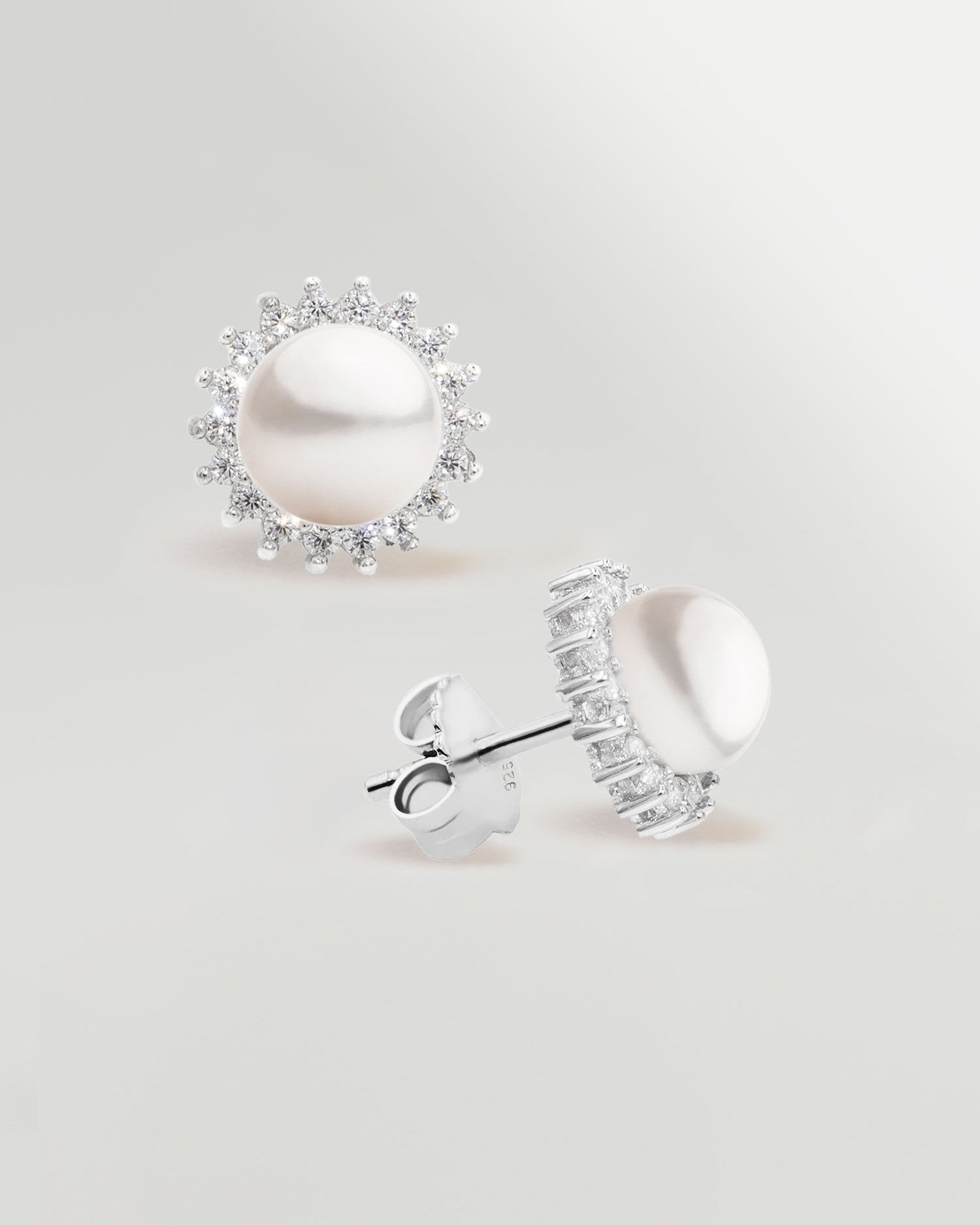 Pendientes de Perla Botón con Circonitas Secret & Yo