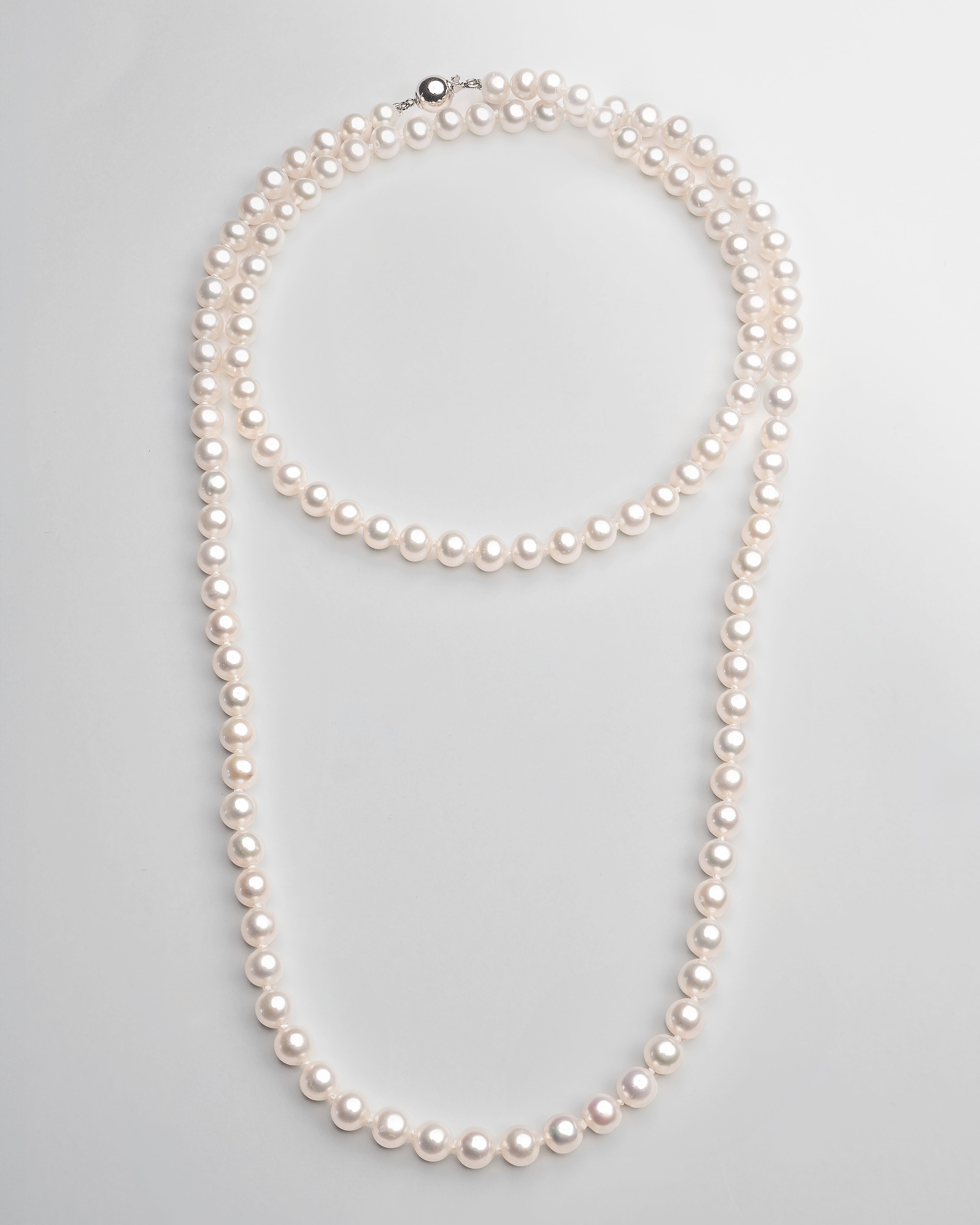 Collar de Perlas Cultivadas de Agua Dulce de 6,5-7,5 mm, 90 cm de largo
