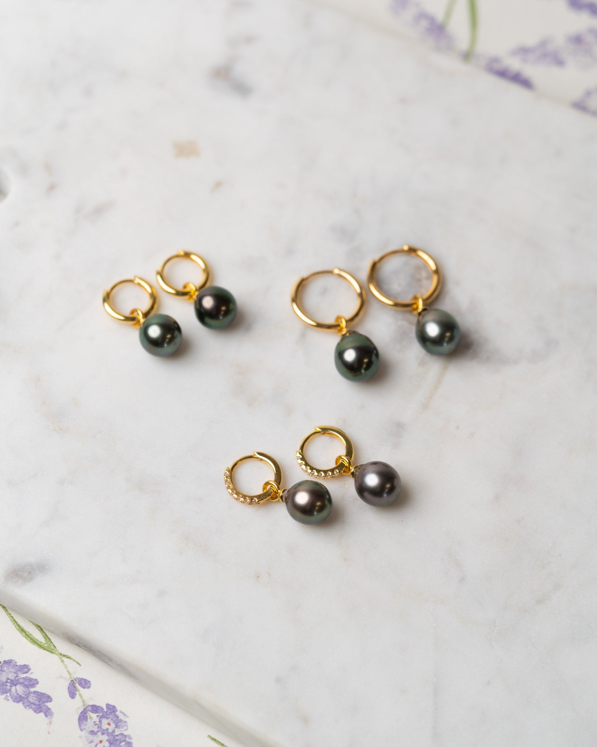 Aros de Oro Vermeil de 12 mm con Perla Tahití Barroca
