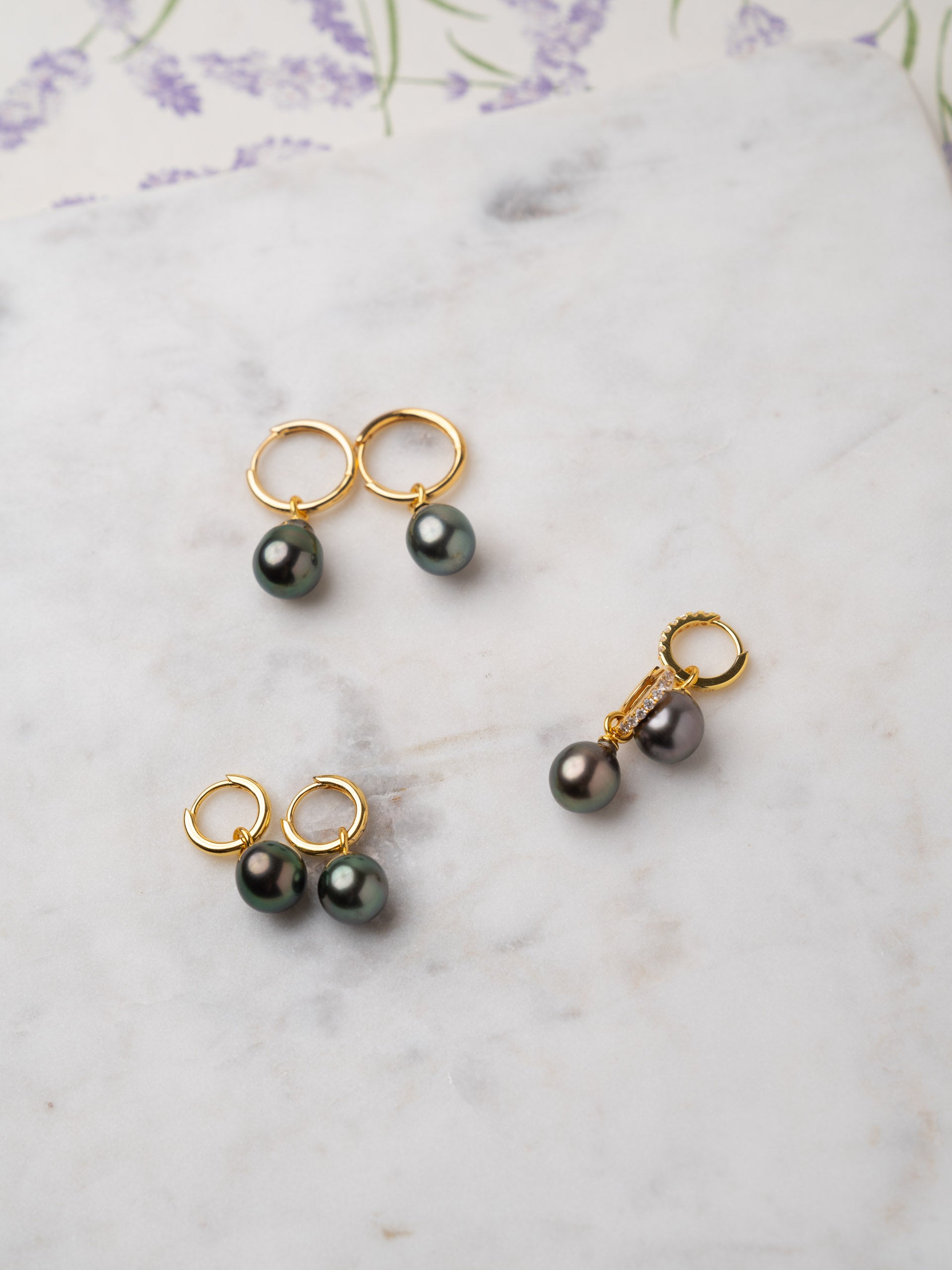 Aros de Oro Vermeil de 16 mm con Perla Tahití Barroca