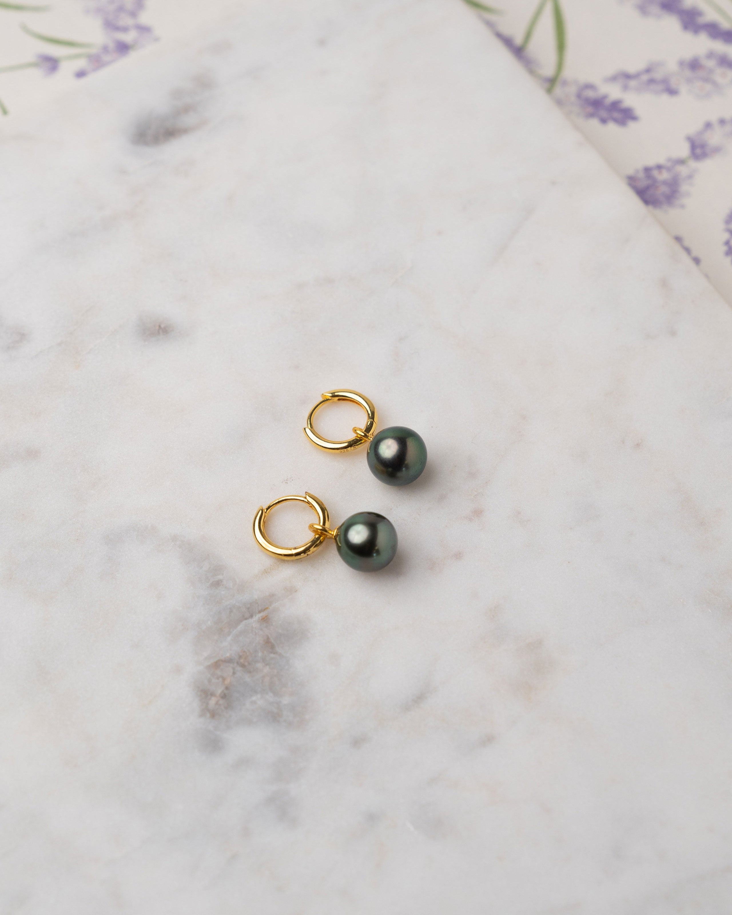 Pendientes de Aro de Oro Vermeil con Perla Tahití - 12 mm