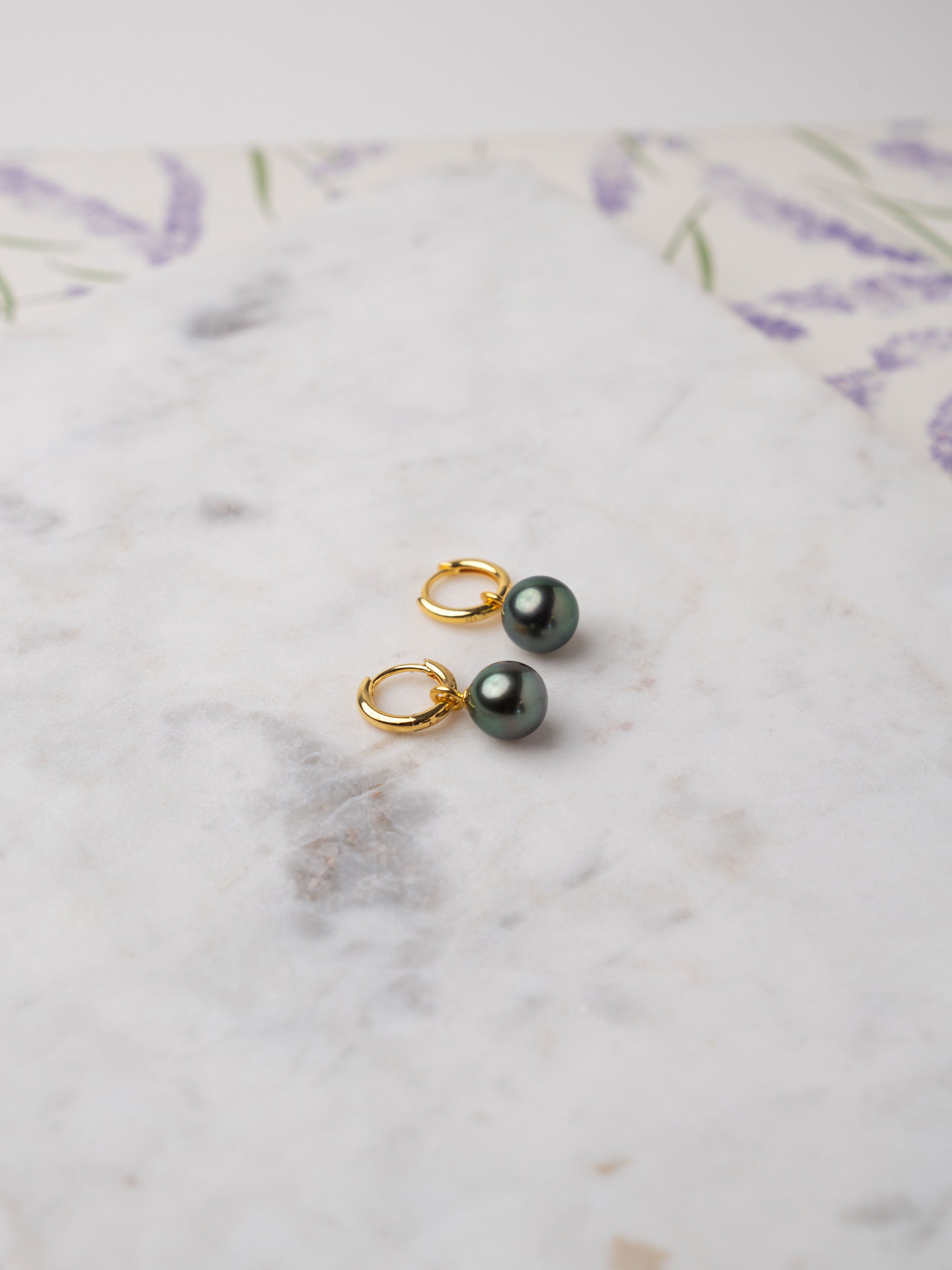 Pendientes de Aro de Oro Vermeil con Perla Tahití - 12 mm
