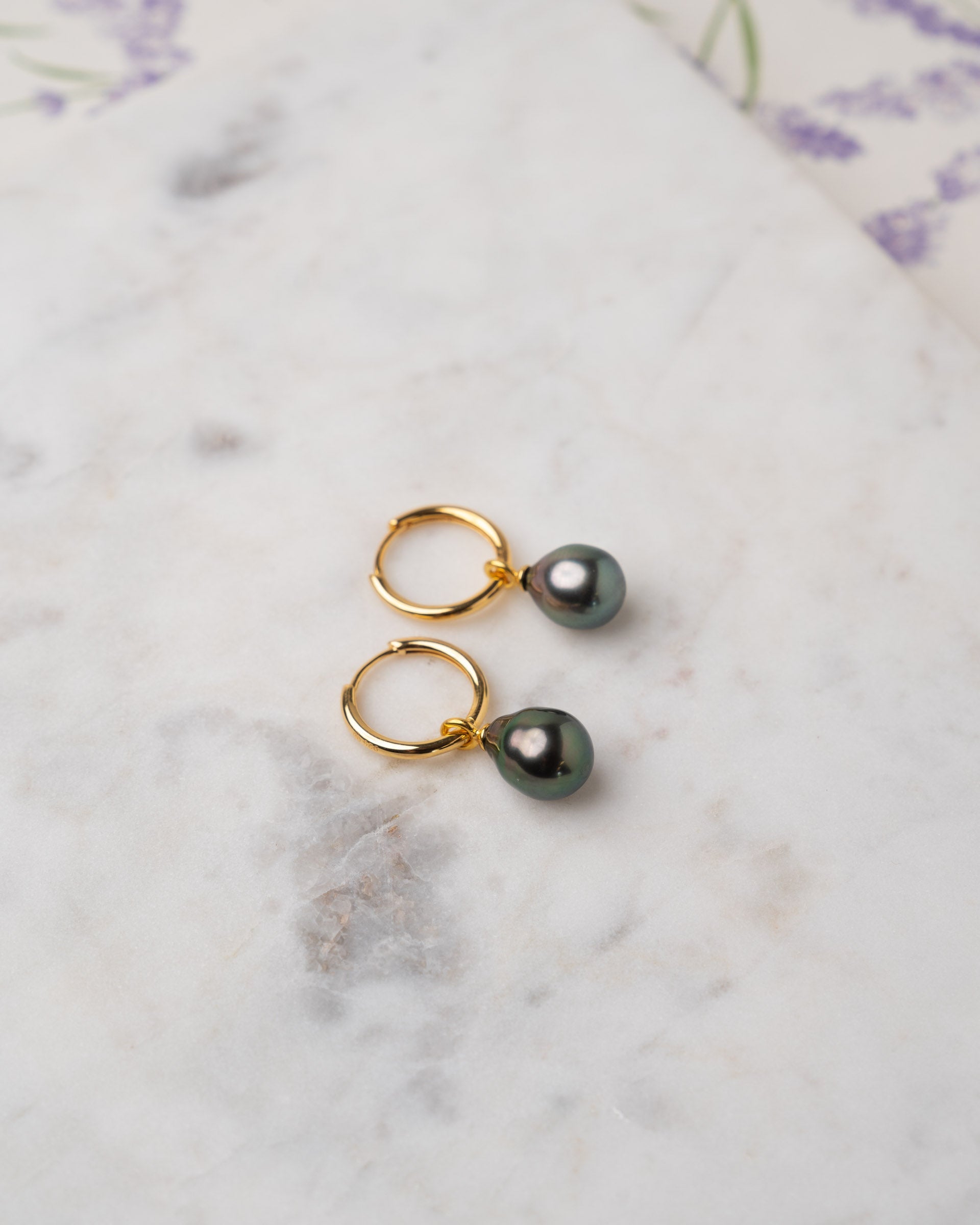 Aros de Oro Vermeil de 16 mm con Perla Tahití Barroca