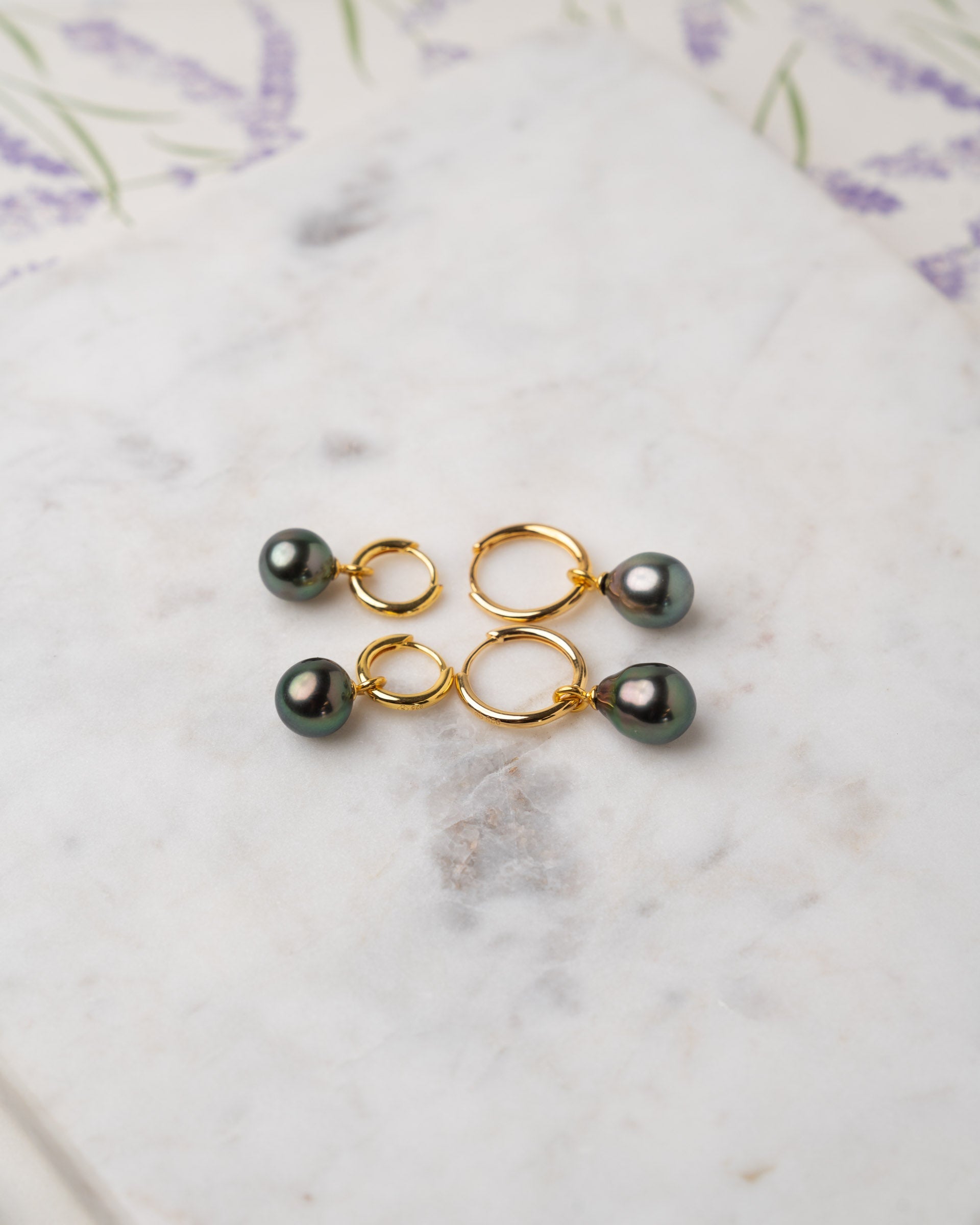 Pendientes de Aro 16 mm de Oro Vermeil con Perla Tahití