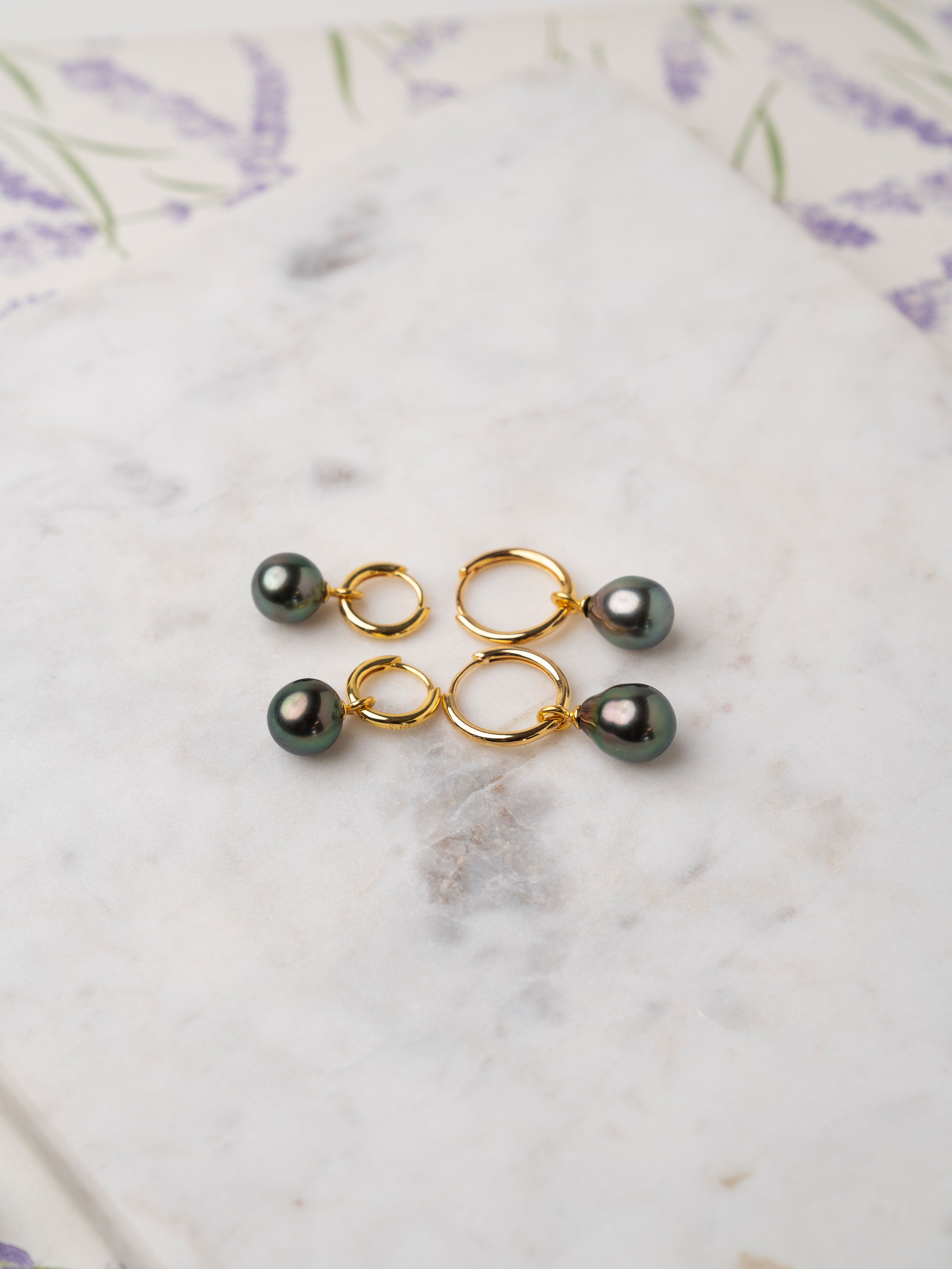 Pendientes de Aro de Oro Vermeil con Perla Tahití - 12 mm