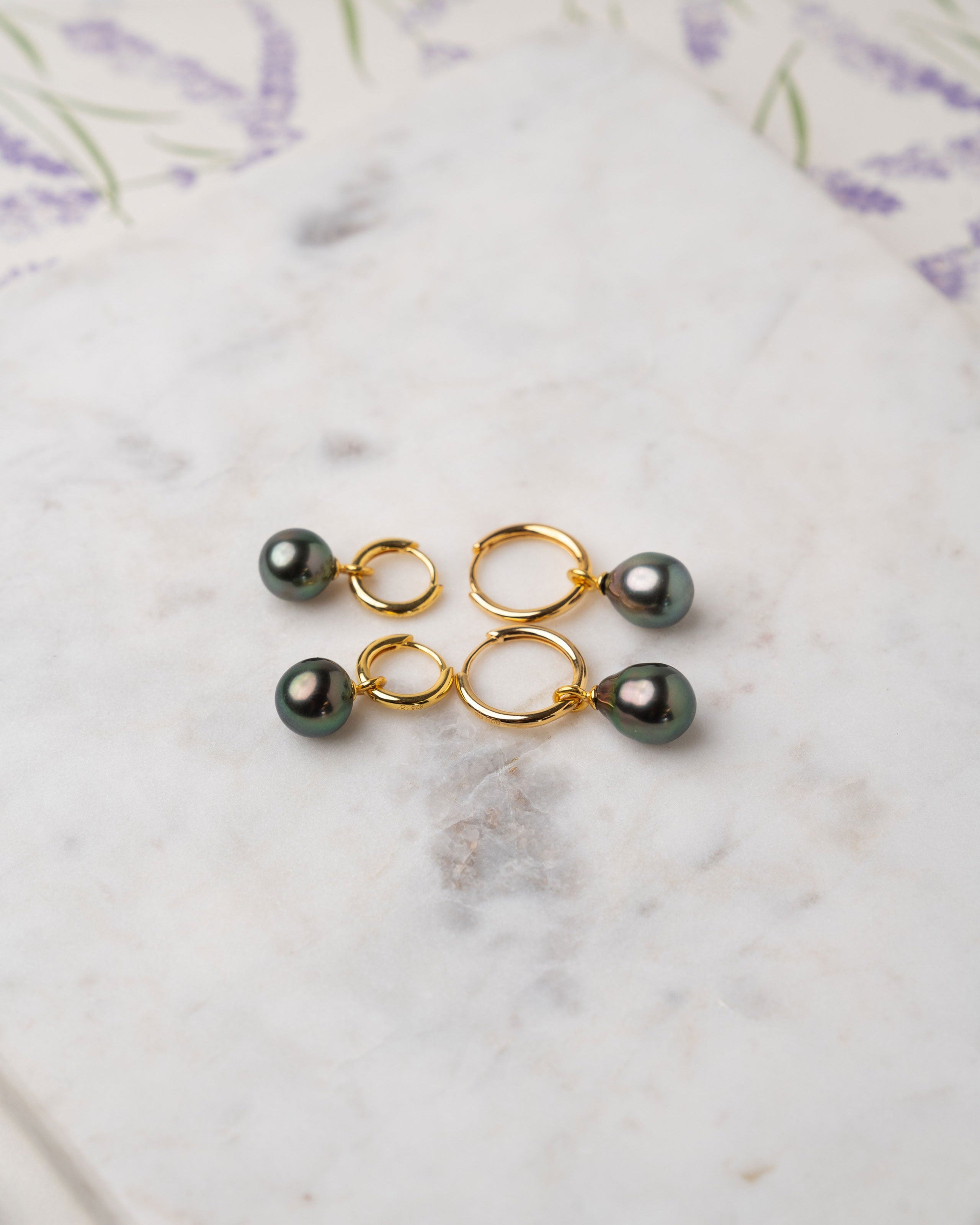 Pendientes de Aro de Oro Vermeil con Perla Tahití - 12 mm