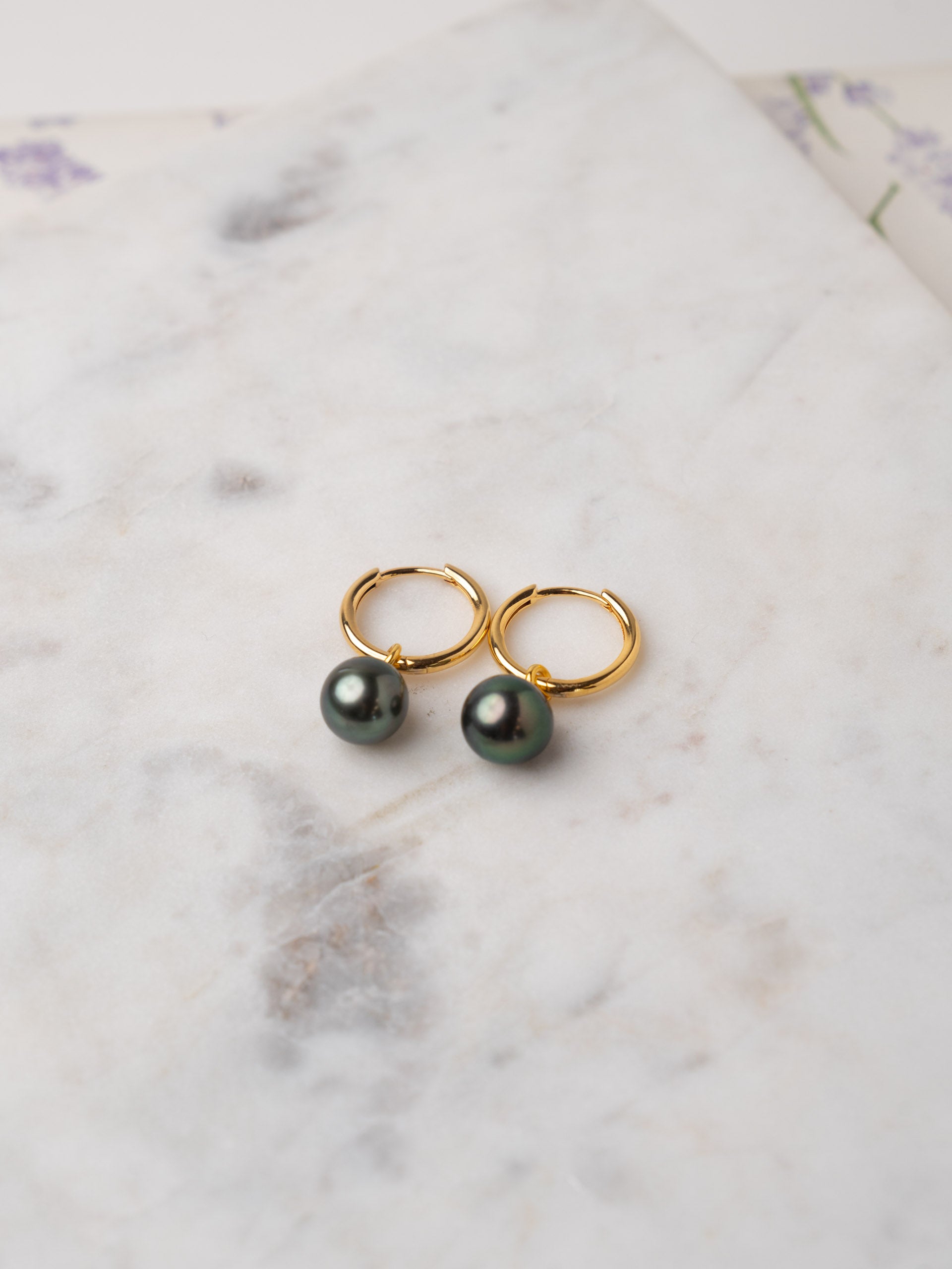 Pendientes de Aro 16 mm de Oro Vermeil con Perla Tahití