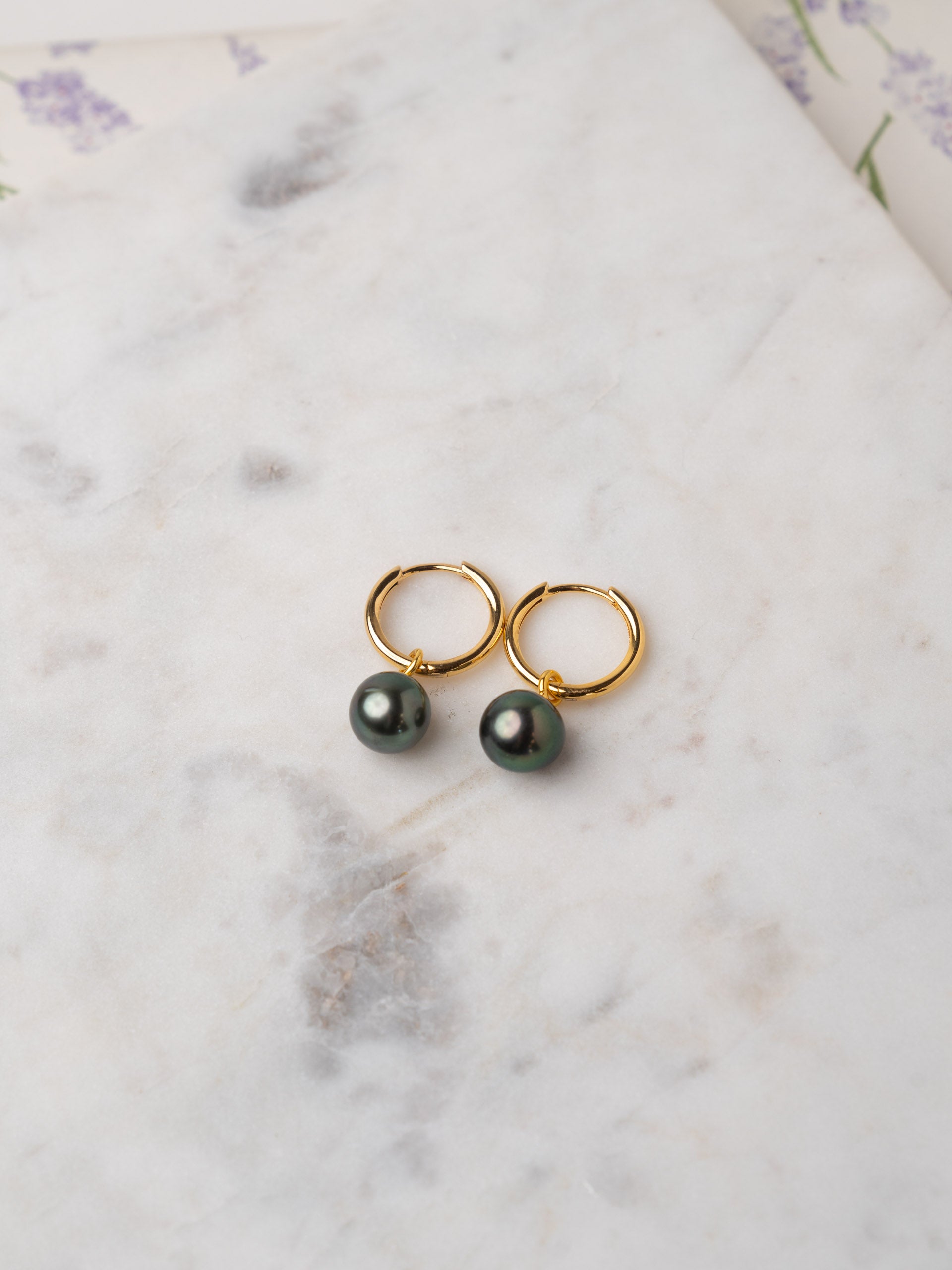 Pendientes de Aro 16 mm de Oro Vermeil con Perla Tahití