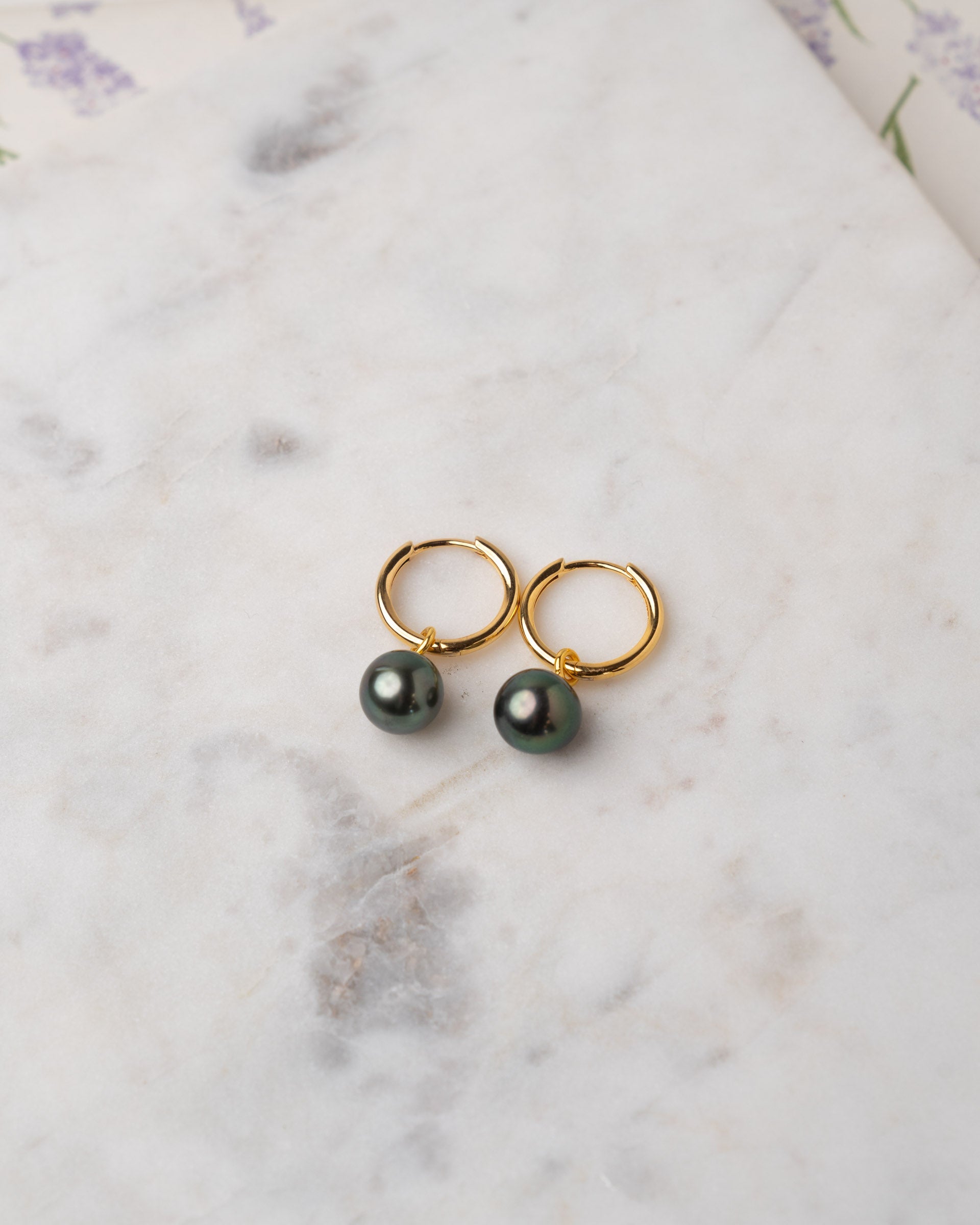 Pendientes de Aro 16 mm de Oro Vermeil con Perla Tahití