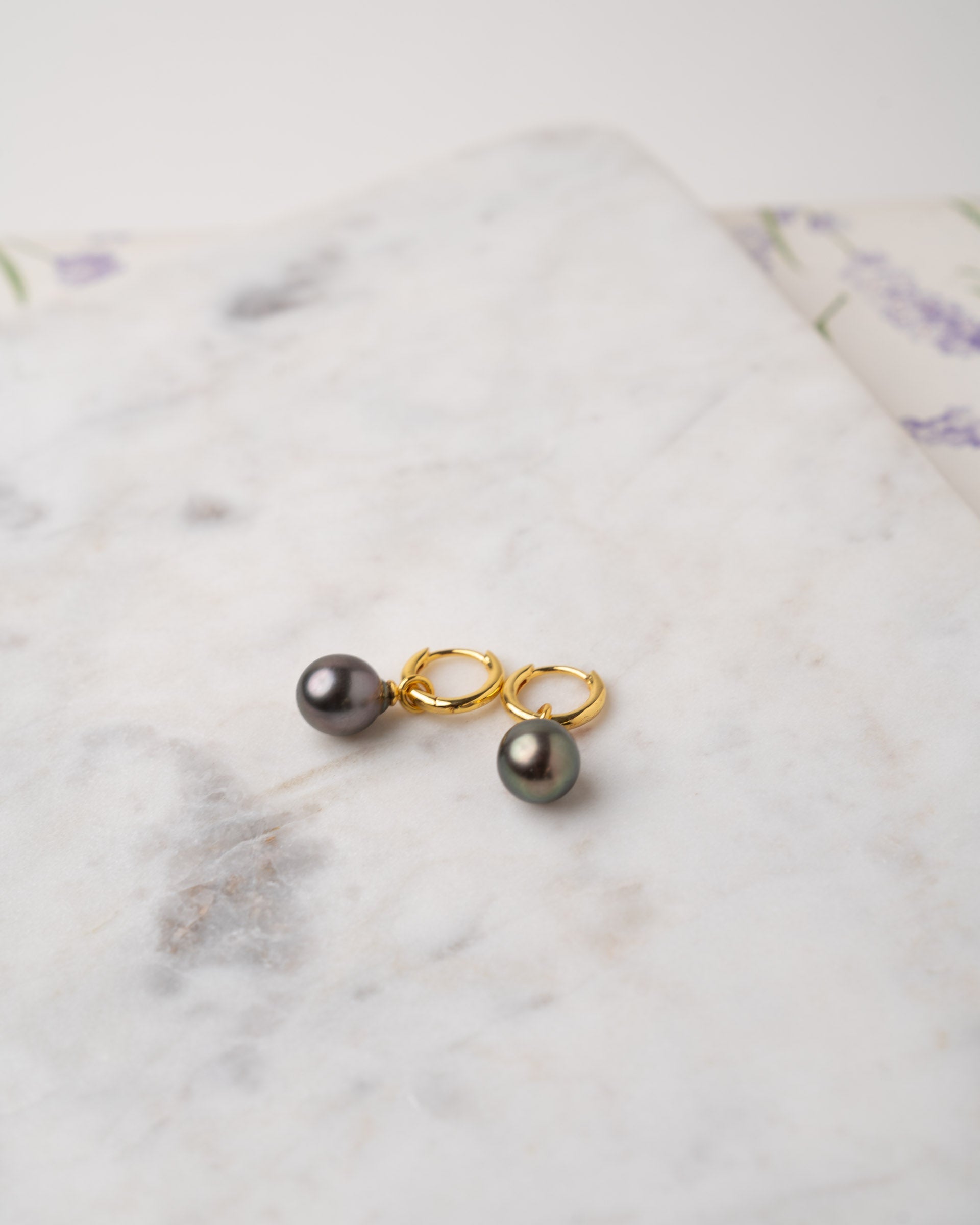 Aros de Oro Vermeil de 12 mm con Perla Tahití Barroca