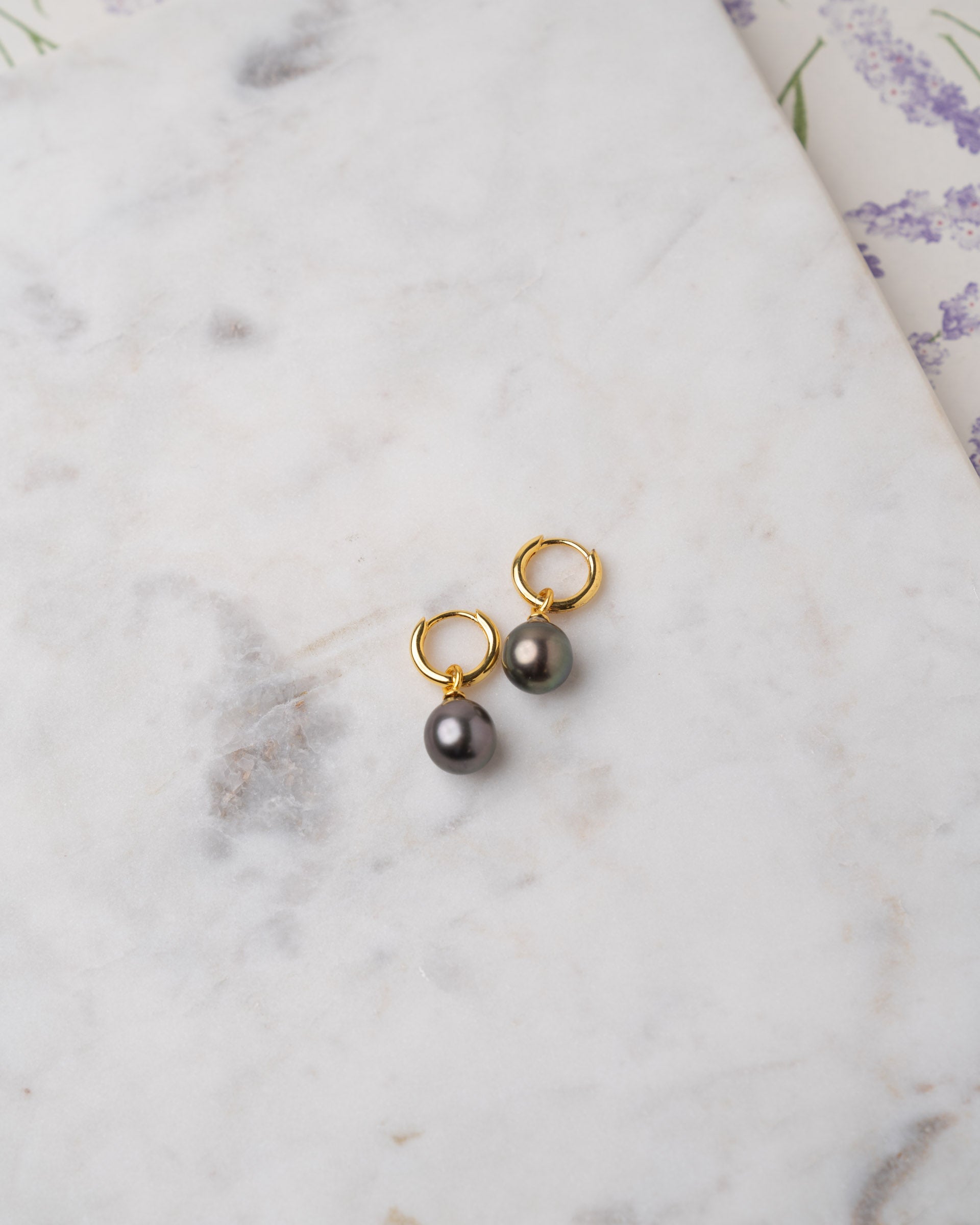 Aros de Oro Vermeil de 12 mm con Perla Tahití Barroca