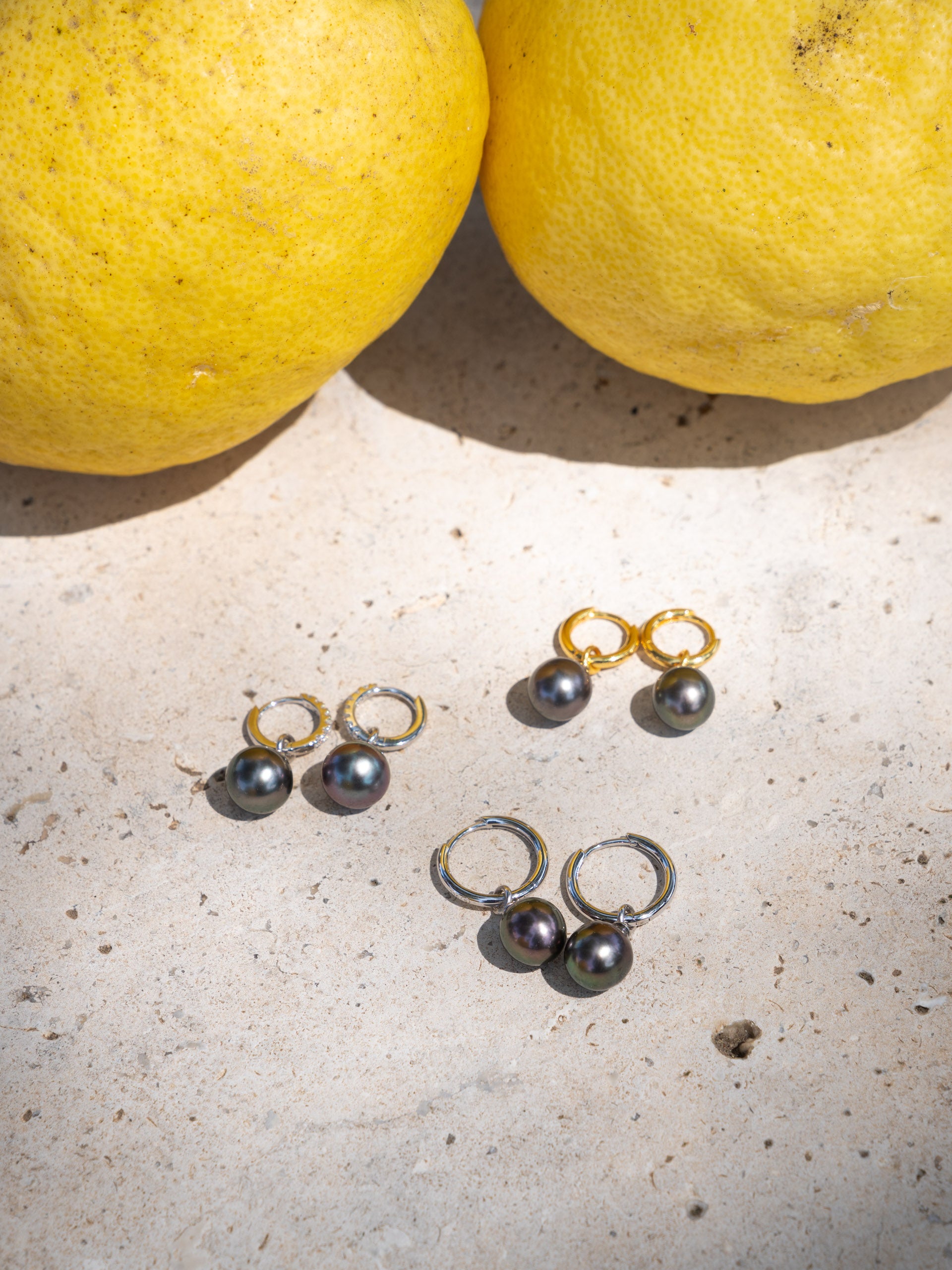 Pendientes de Aro 16 mm de Oro Vermeil con Perla Tahití