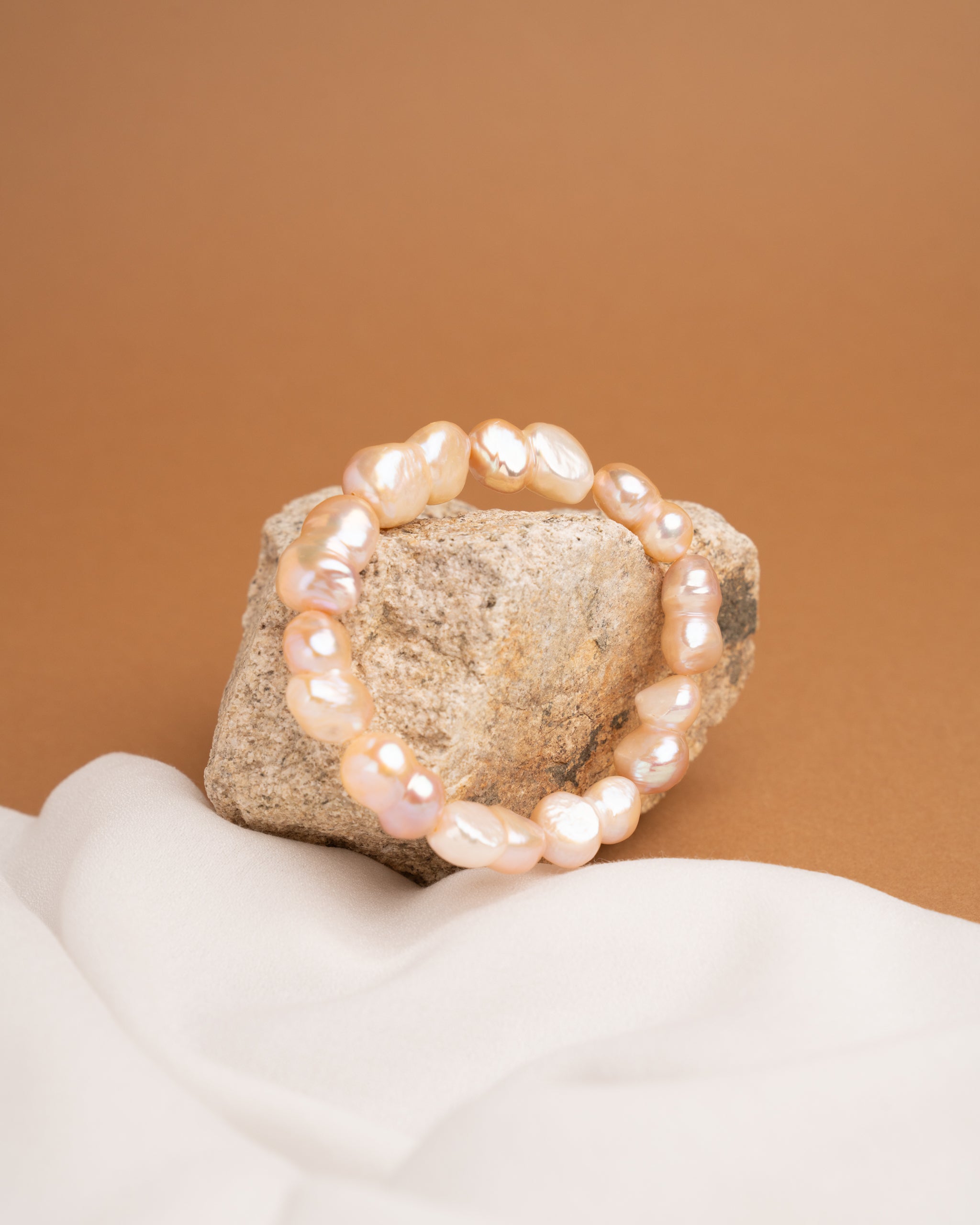 Pulsera Elástica de Perlas Grandes de Agua Dulce Barrocas y Gemelas Rosadas 11-12 mm, 18 cm secret & you