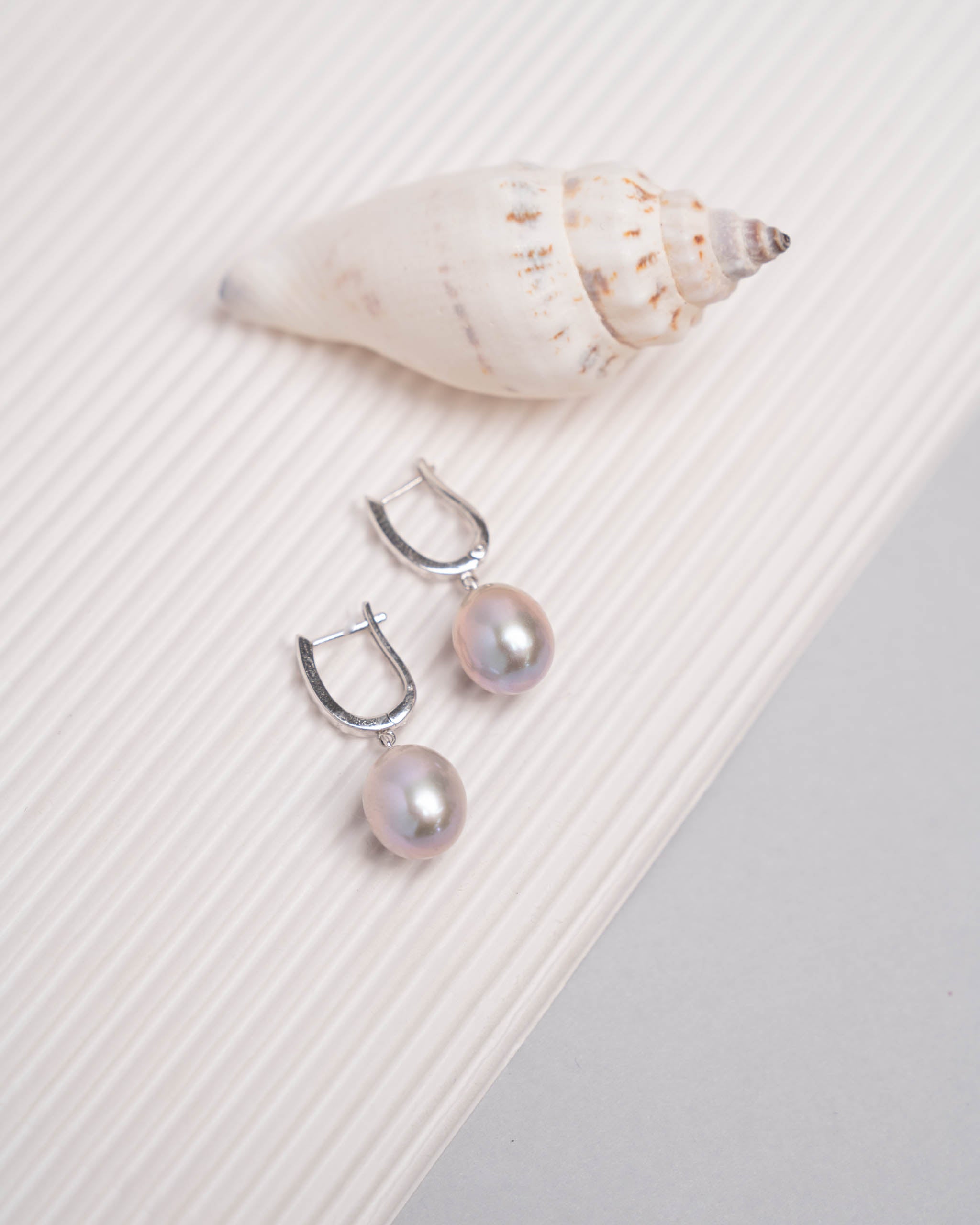 Pendientes de Mujer de Perla Gota Gris y Plata de Ley Secret & You