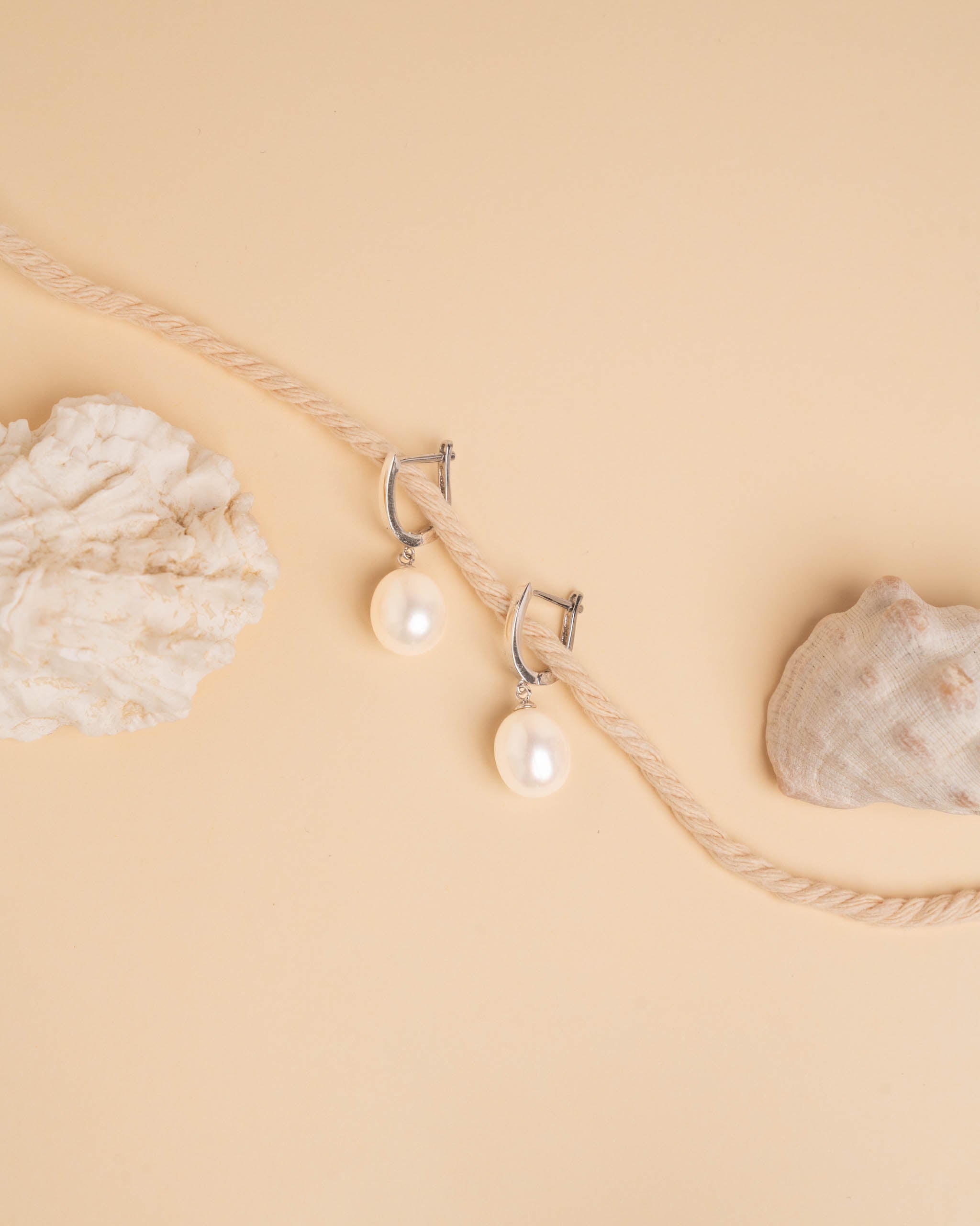 pendientes de perlas gota de agua blancas de mujer Secret & You