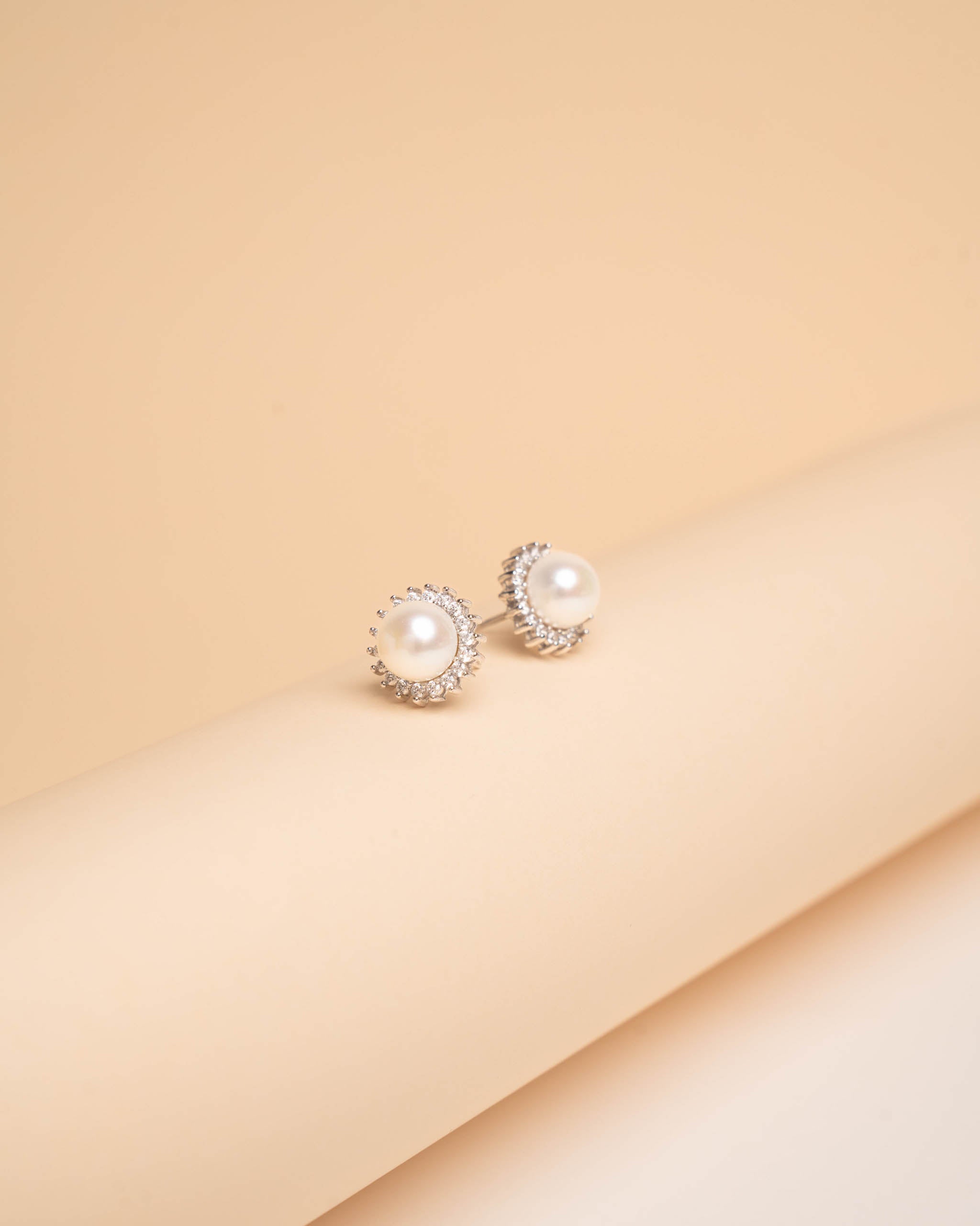 Pendientes de Perla Botón con Circonitas Secret & You