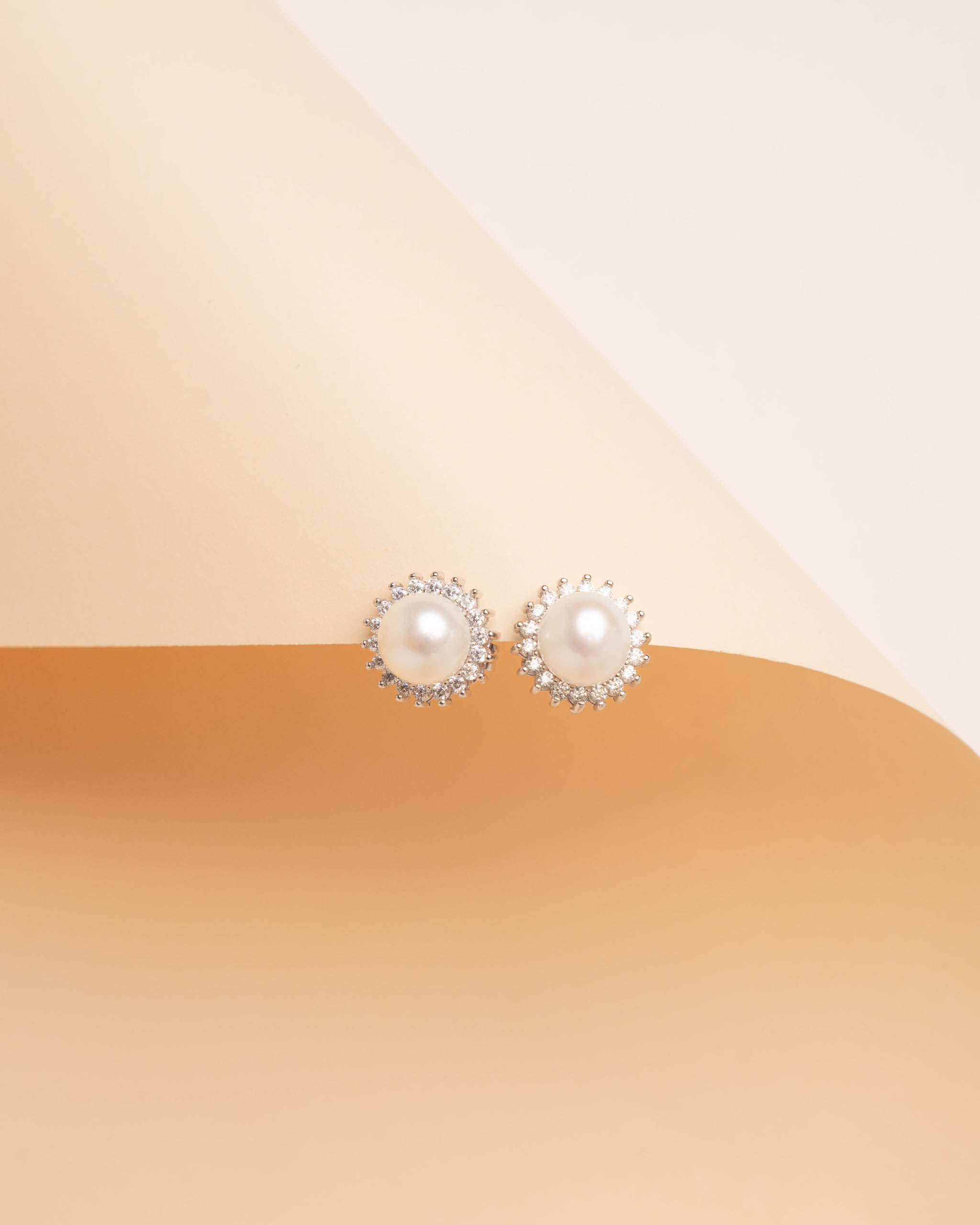 Pendientes de Perla Botón con Circonitas Secret & You