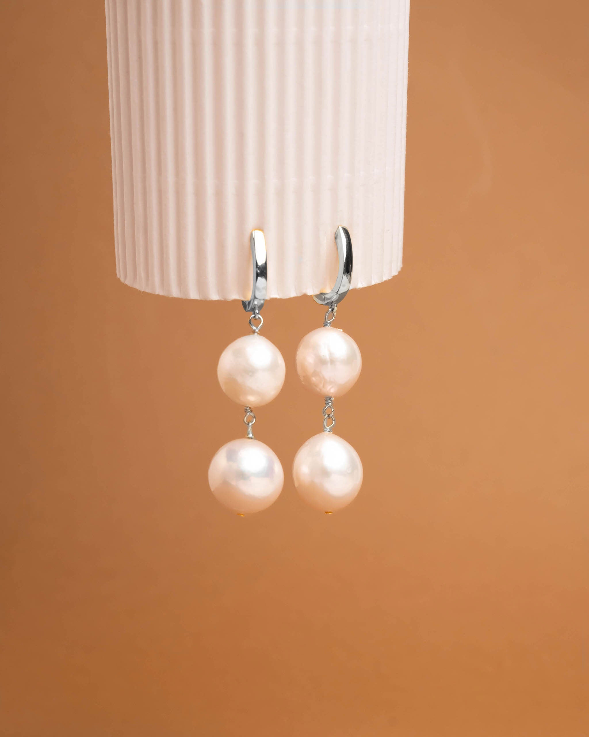 pendientes mujer dos perlas cultivadas barrocas grandes plata de ley Secret & You