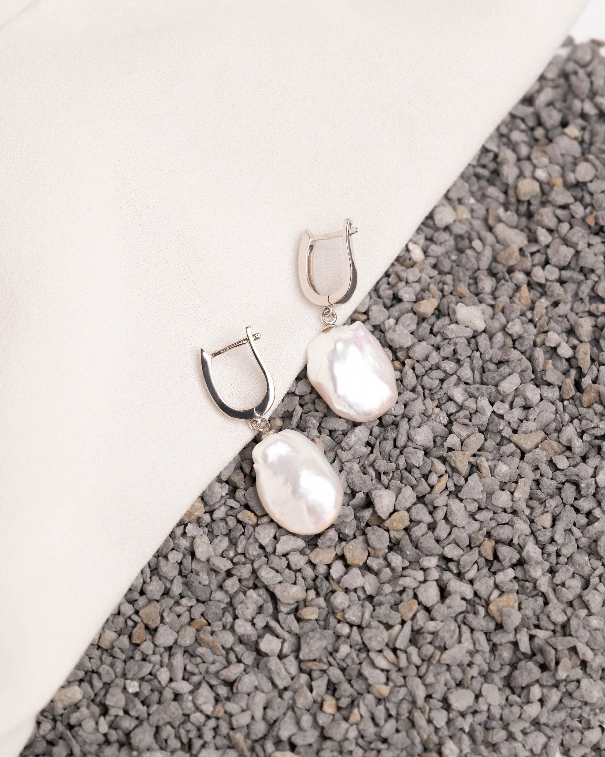 pendientes perlas barrocas keshi grandes cultivadas plata de ley de mujer Secret & You