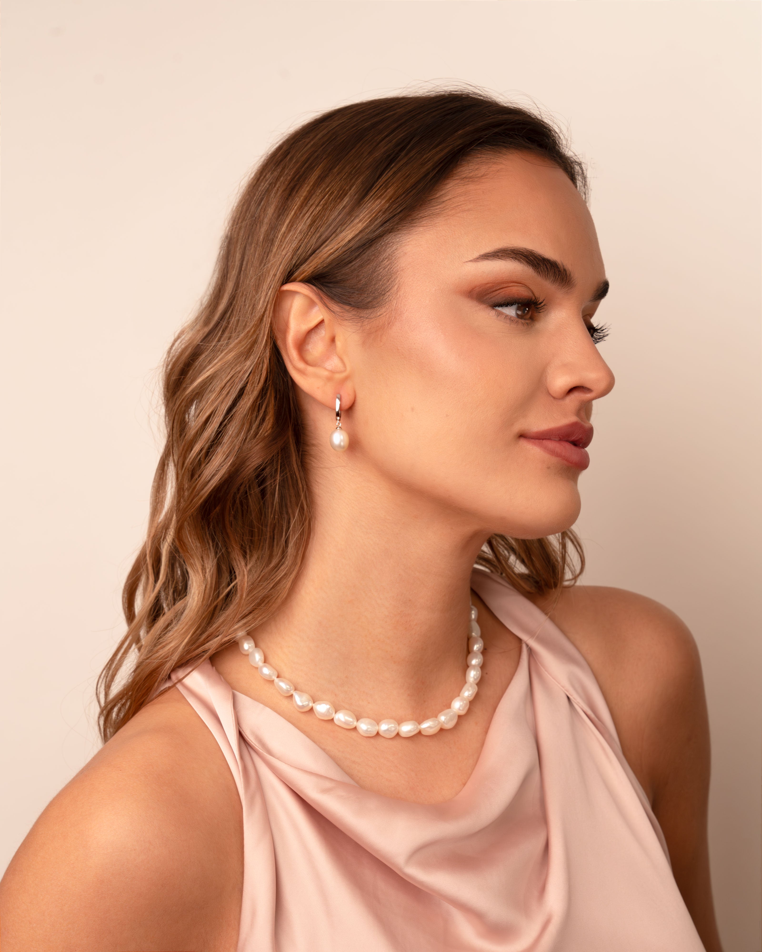 pendientes de perlas gota de agua blancas de mujer Secret & You