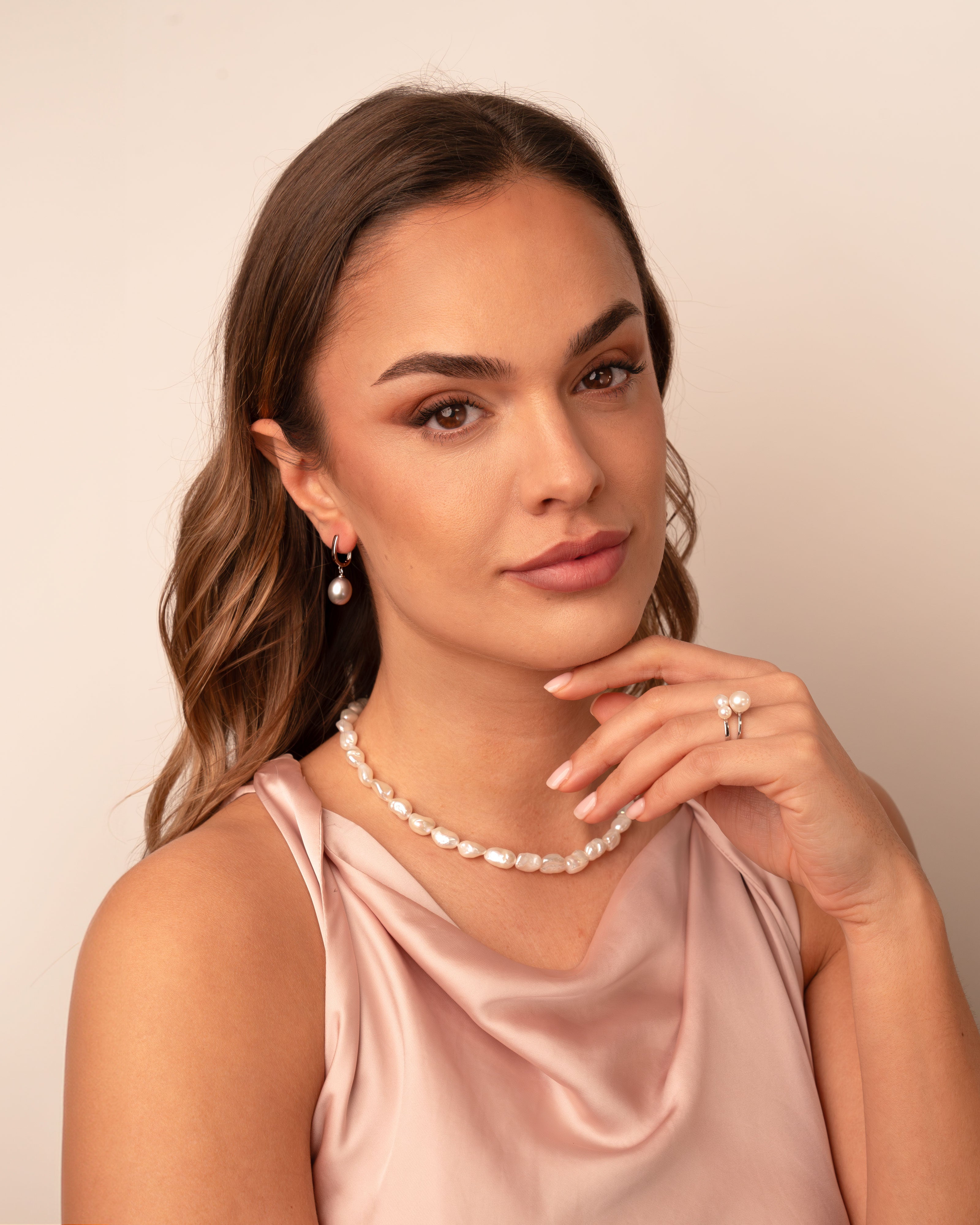 Pendientes de Mujer de Perla Gota Gris y Plata de Ley Secret & You