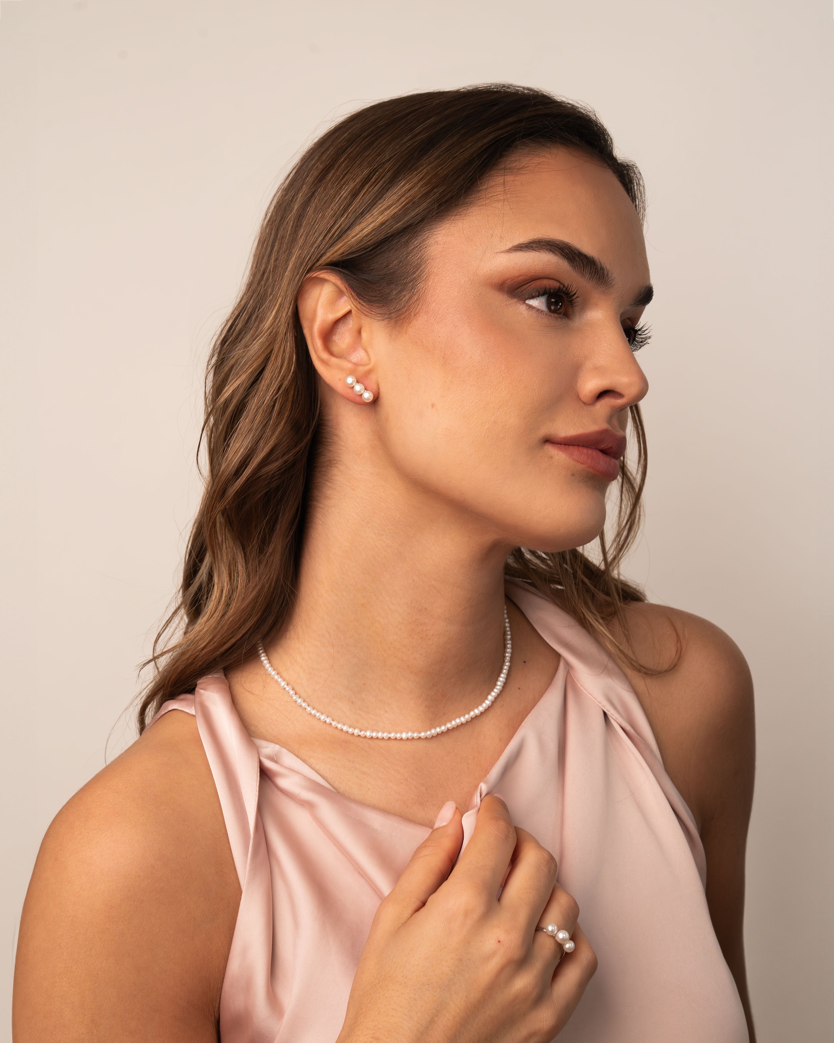 Collar de Perlas de Agua Dulce Tipo Rice de 3-3,5 mm y Plata de Ley Secret & You