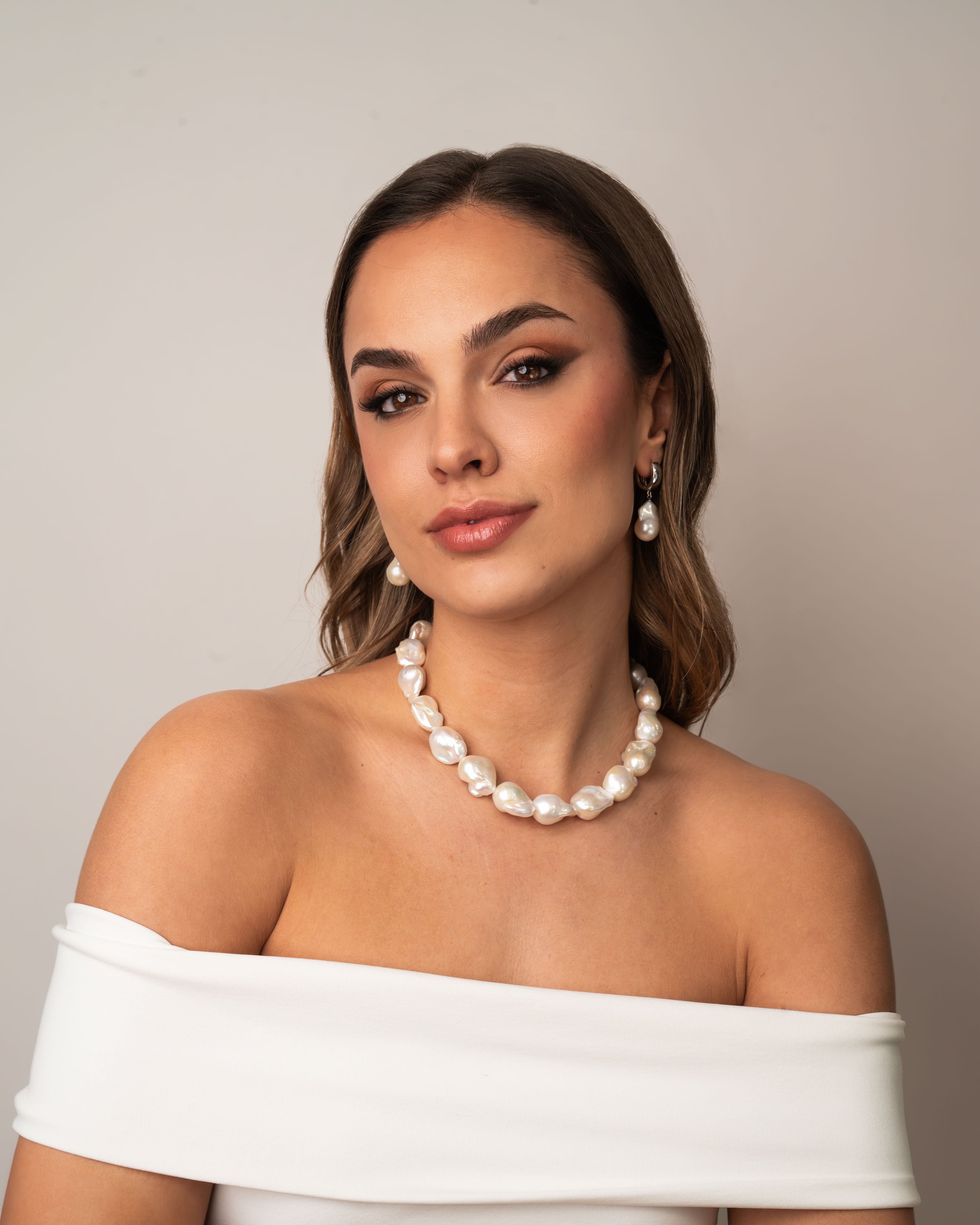 Collar de Perlas de Agua Dulce Grandes y Barrocas 13-15mm, 45cm. Calidad AAA Secret & You