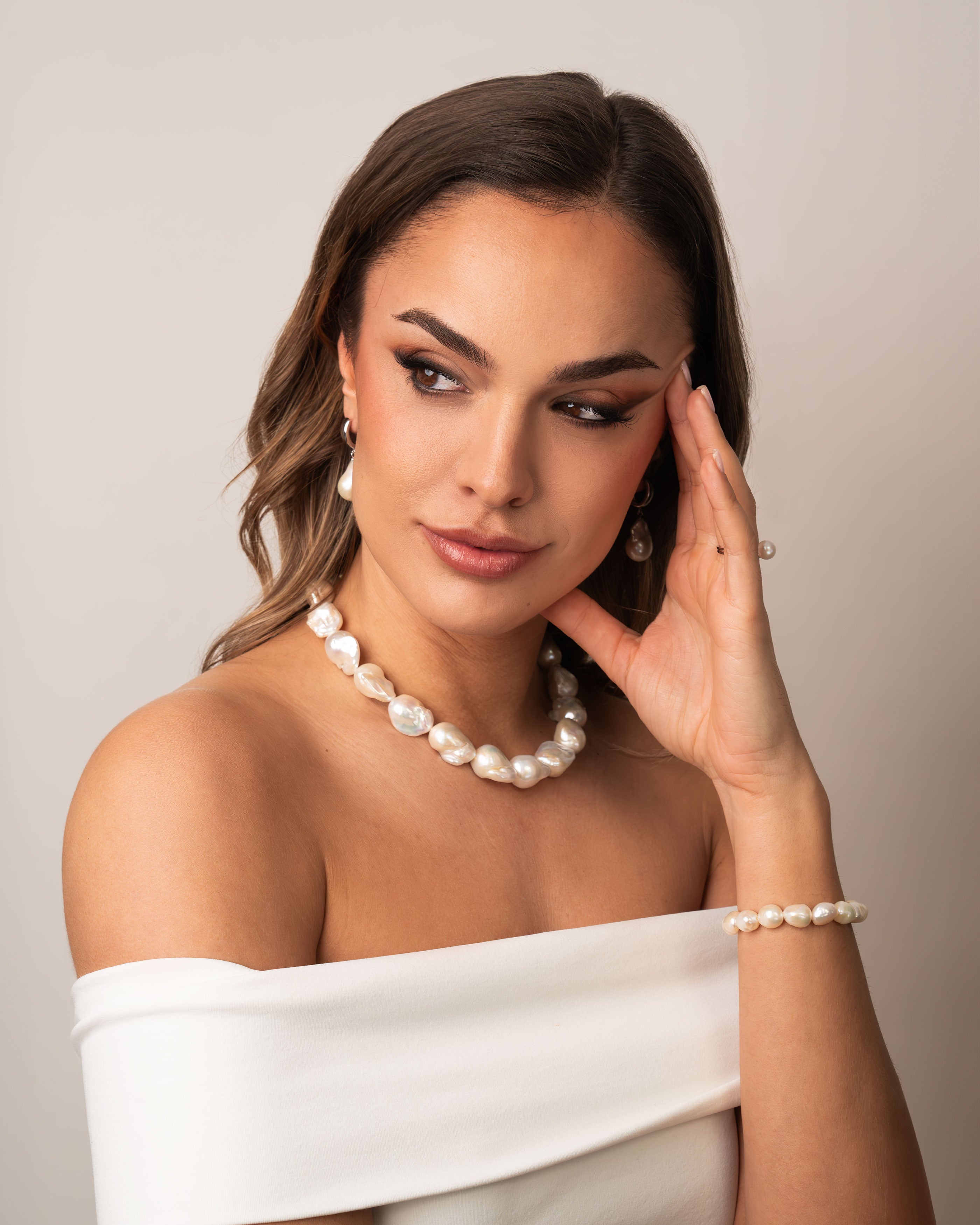 Collar de Perlas de Agua Dulce Grandes y Barrocas 13-15mm, 45cm. Calidad AAA Secret & You