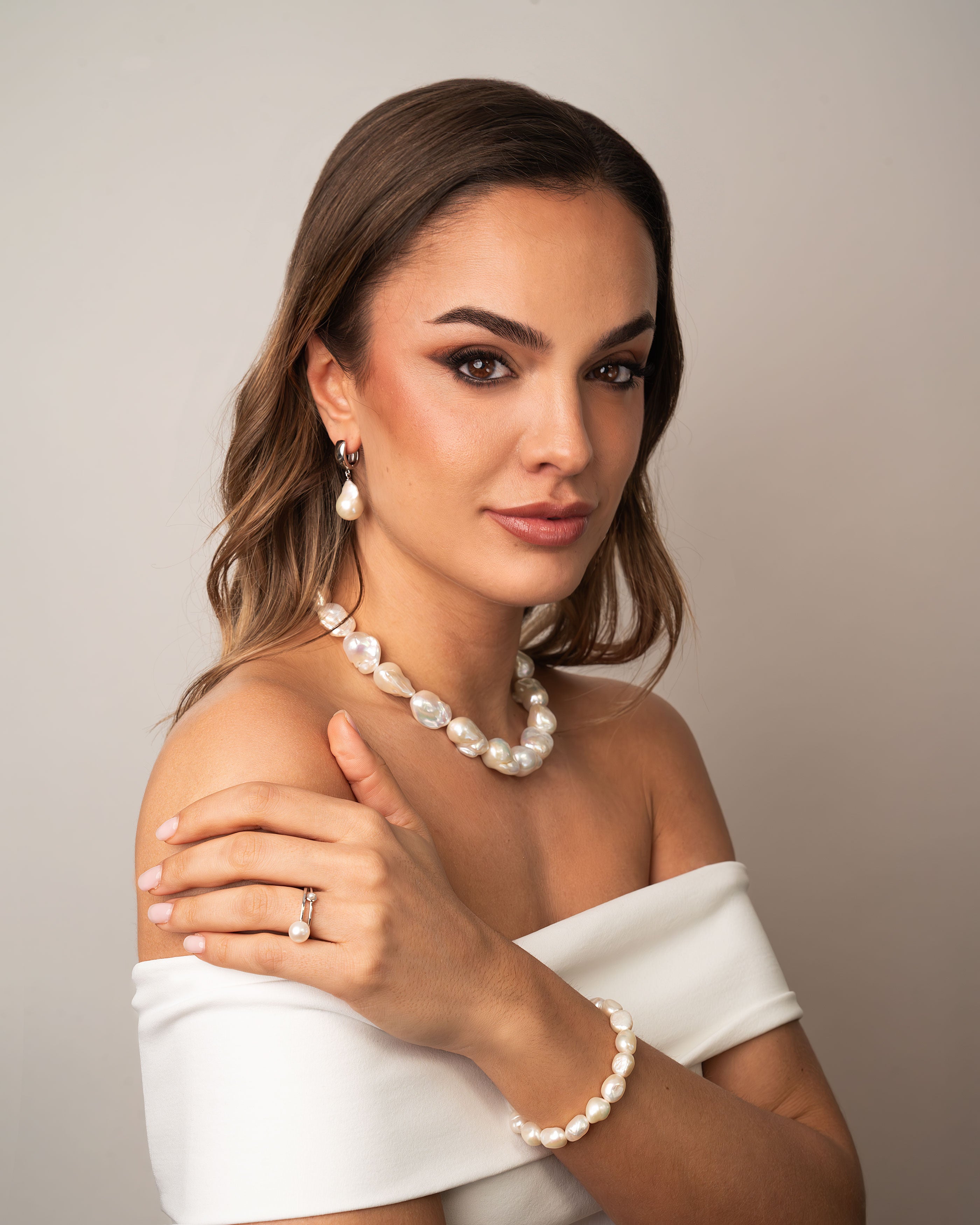 Collar de Perlas de Agua Dulce Grandes y Barrocas 13-15mm, 45cm. Calidad AAA Secret & You