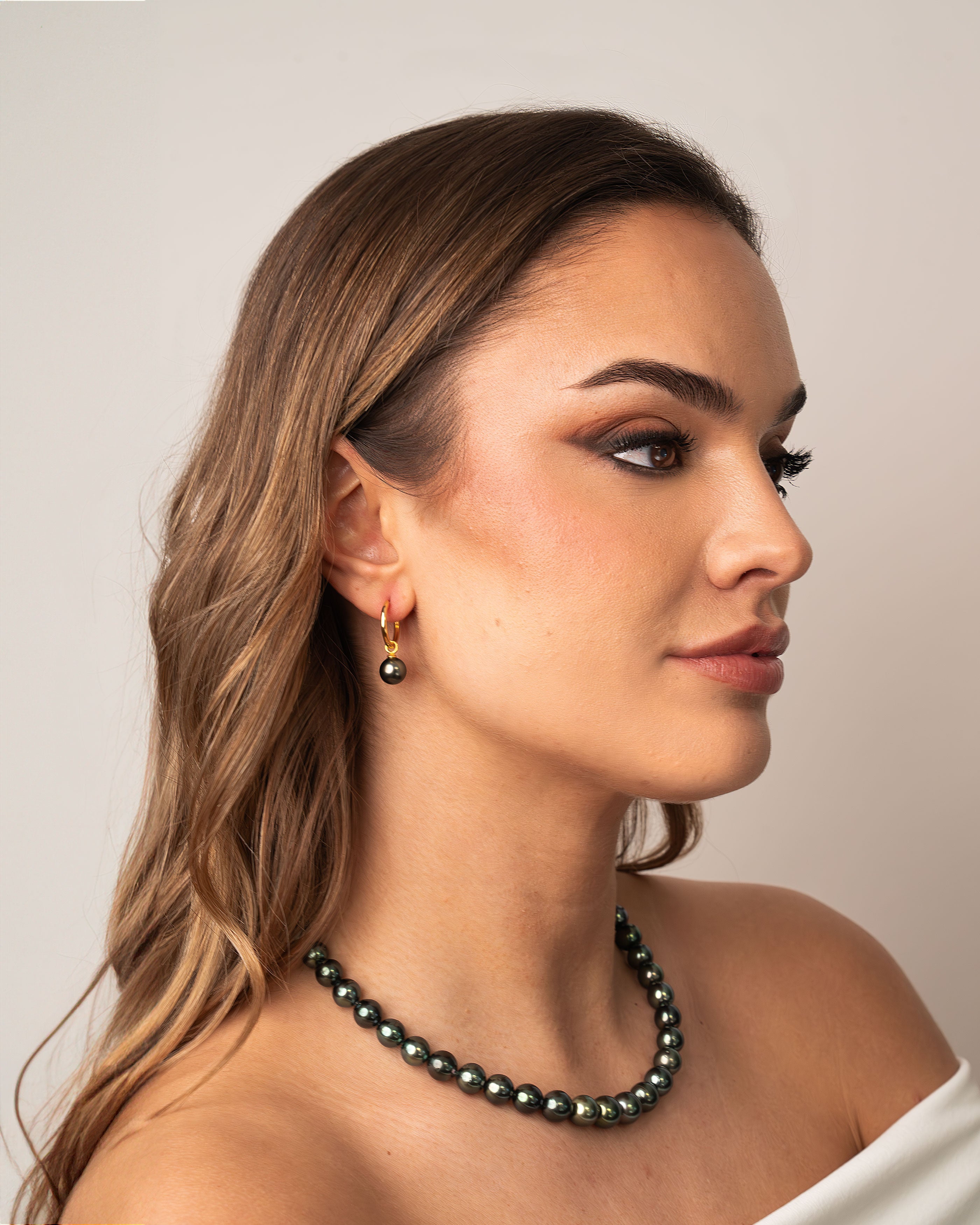 Pendientes de Aro 16 mm de Oro Vermeil con Perla Tahití