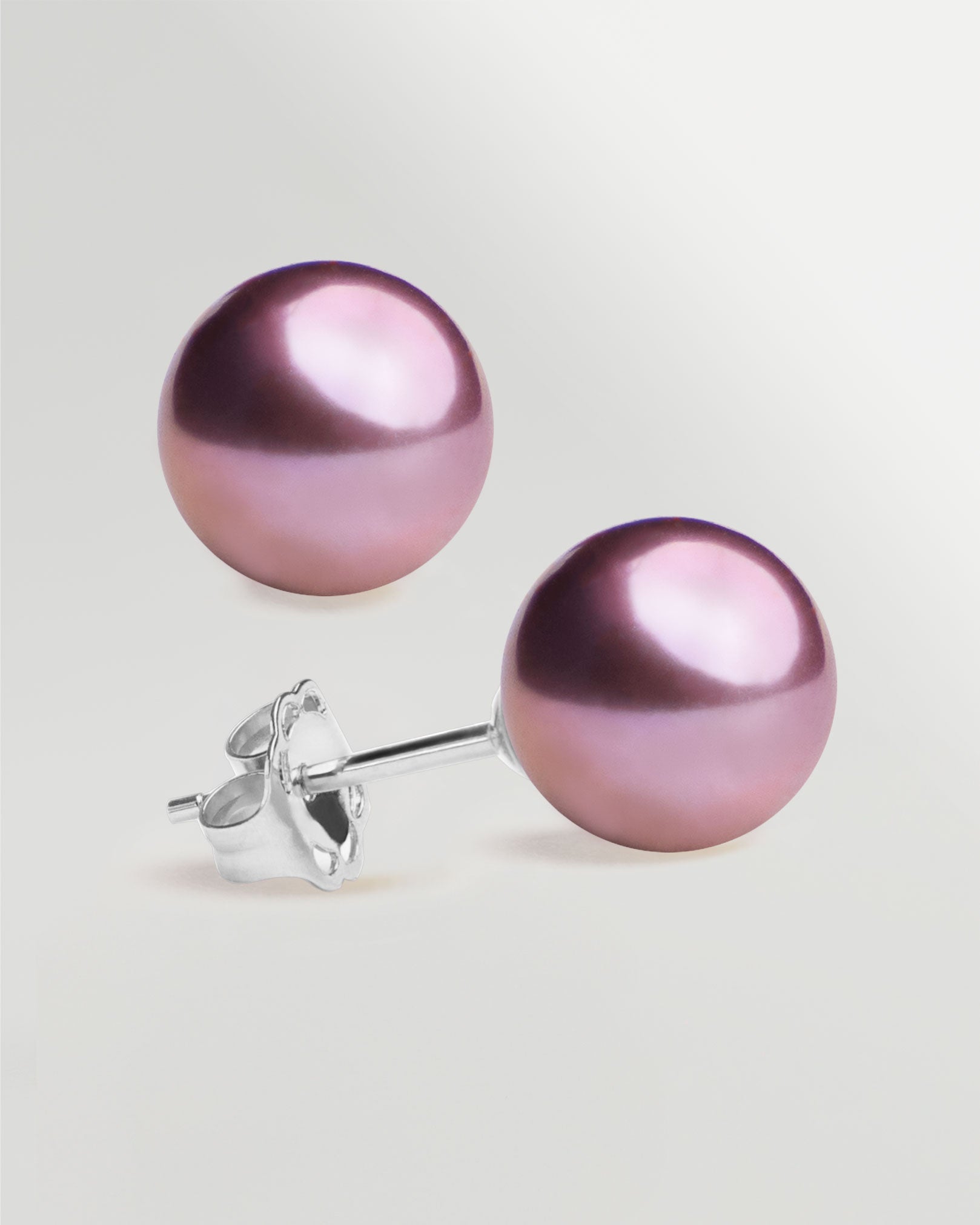 Pendientes de Perlas Redondas Edison Moradas 8-9 mm SY Perlas