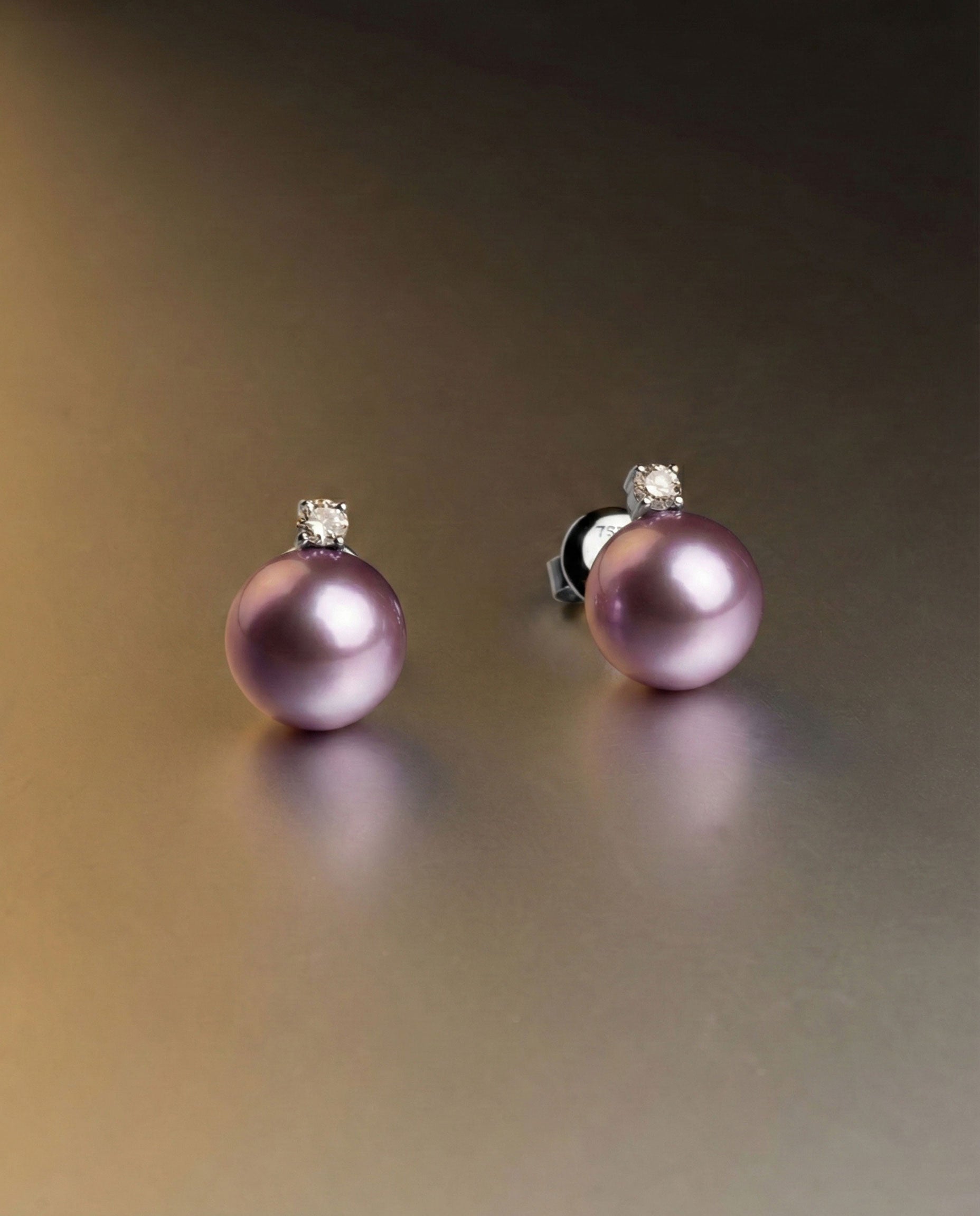 Pendientes Elara con Perlas de Agua Dulce Edison Moradas 8-9 mm | SY Perlas