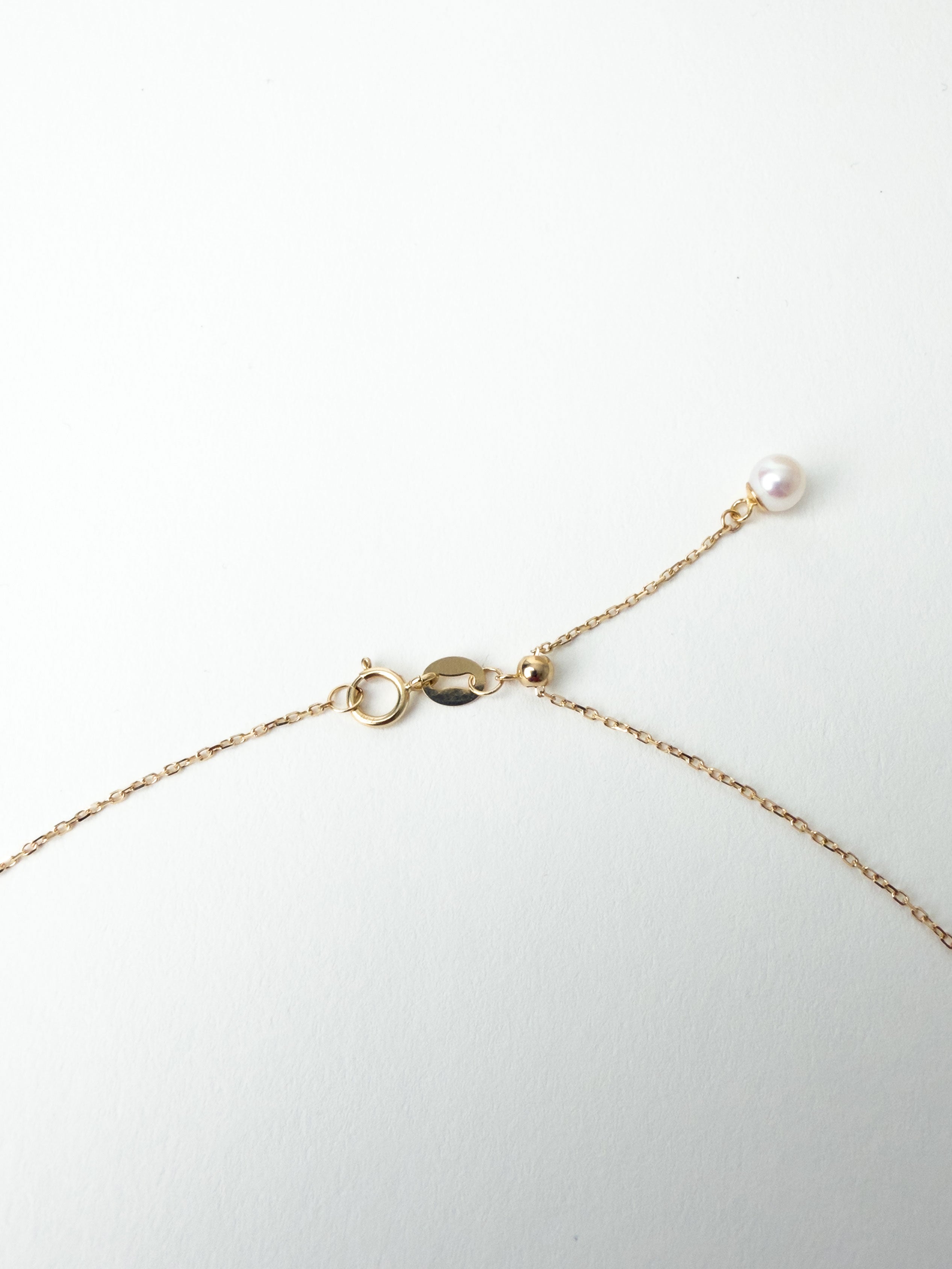 Cierre ajustable con perla de cadena de Oro Amarillo de 18K para colgante