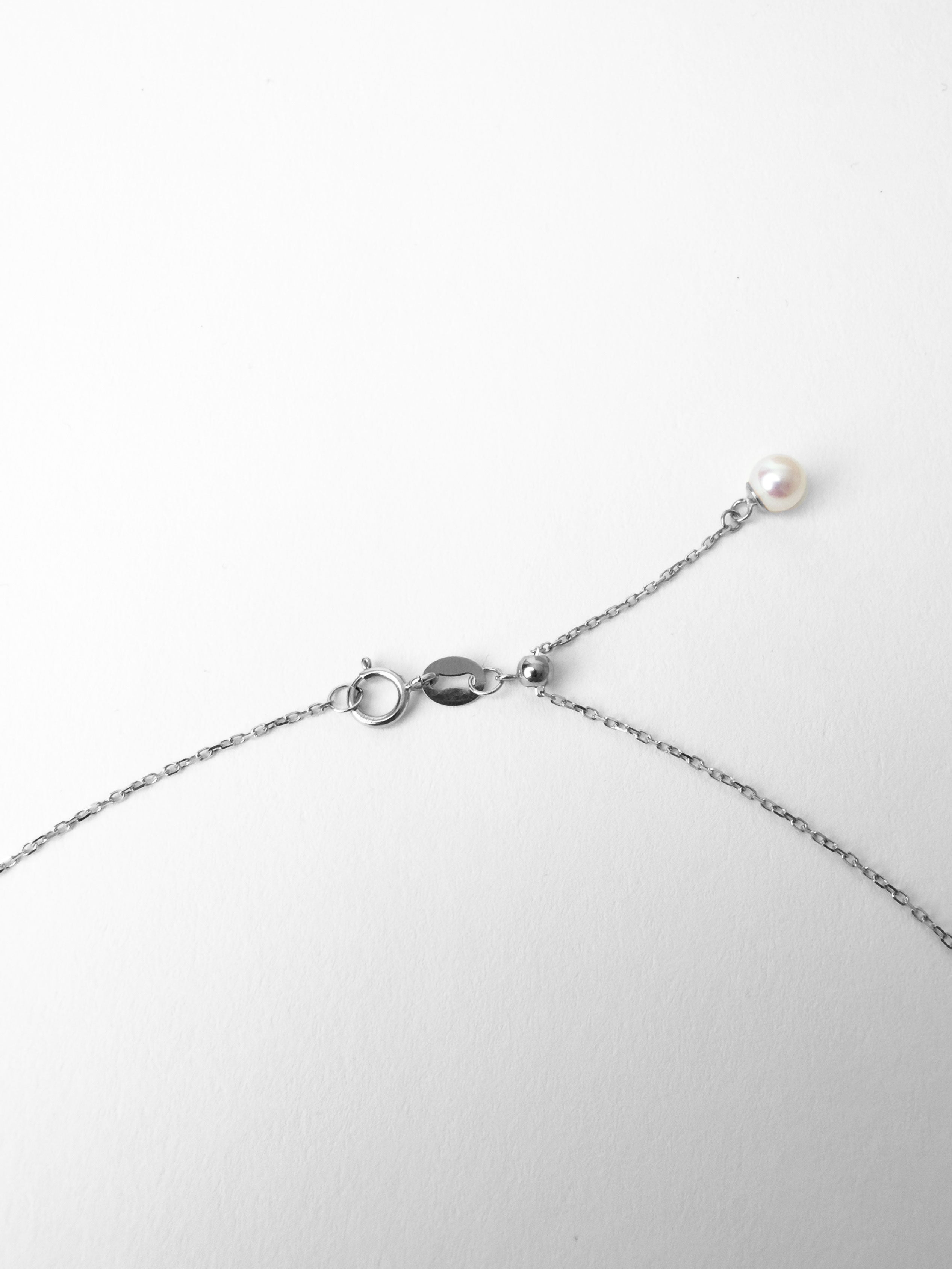 Cierre ajustable con perla de cadena de Oro Blanco 18K para colgante