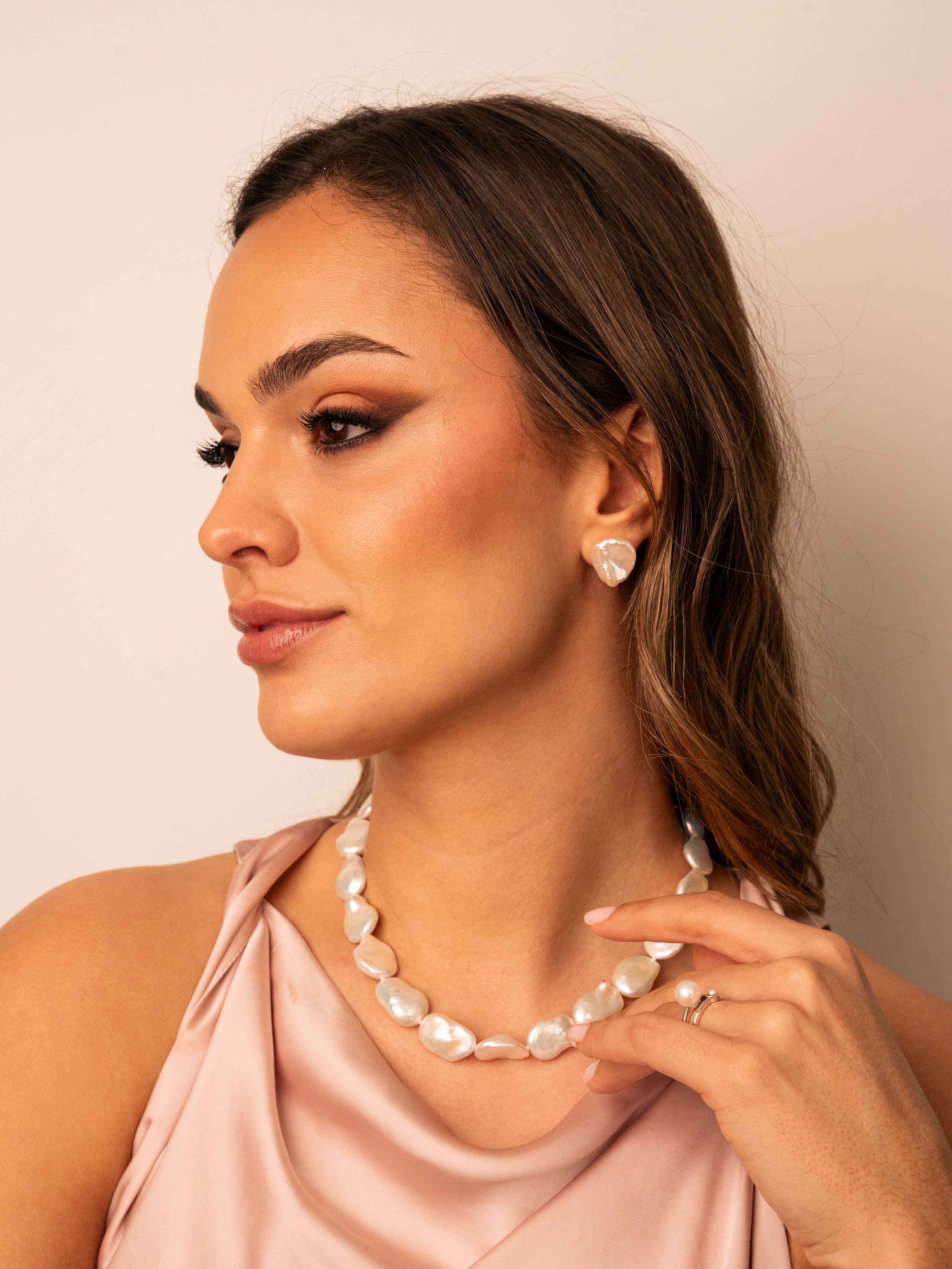 Boucles d'oreilles en perles Keshi et en argent sterling AAA | 10 tailles de 7 à 16 mm