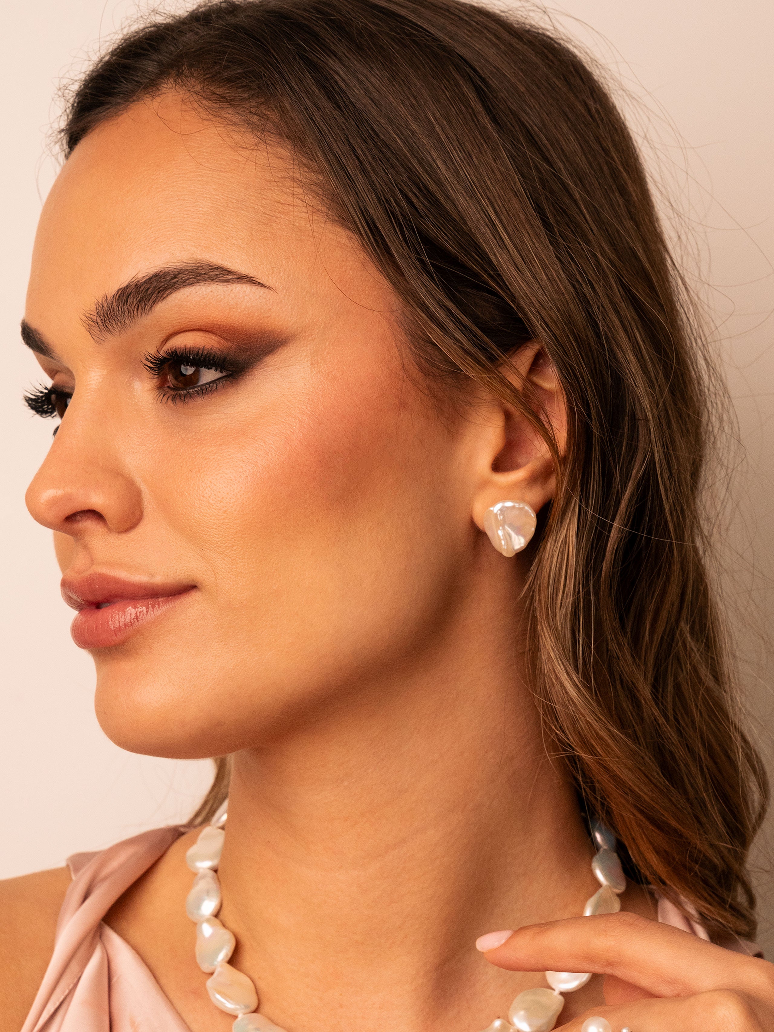 Boucles d'oreilles en perles Keshi et en argent sterling AAA | 10 tailles de 7 à 16 mm