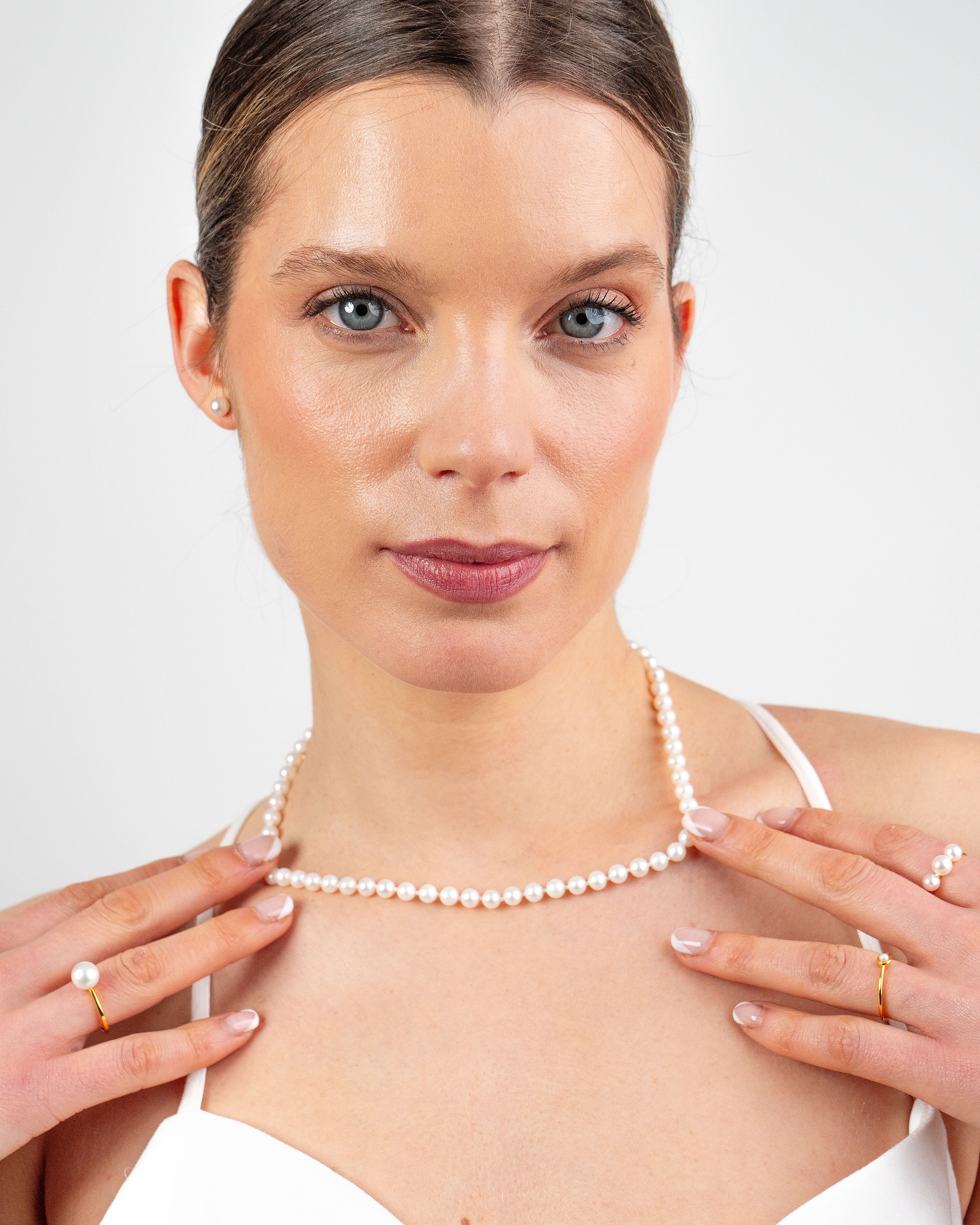 foto de collar de perlas cultivadas de agua dulce redondas de 5-6 mm secret & you