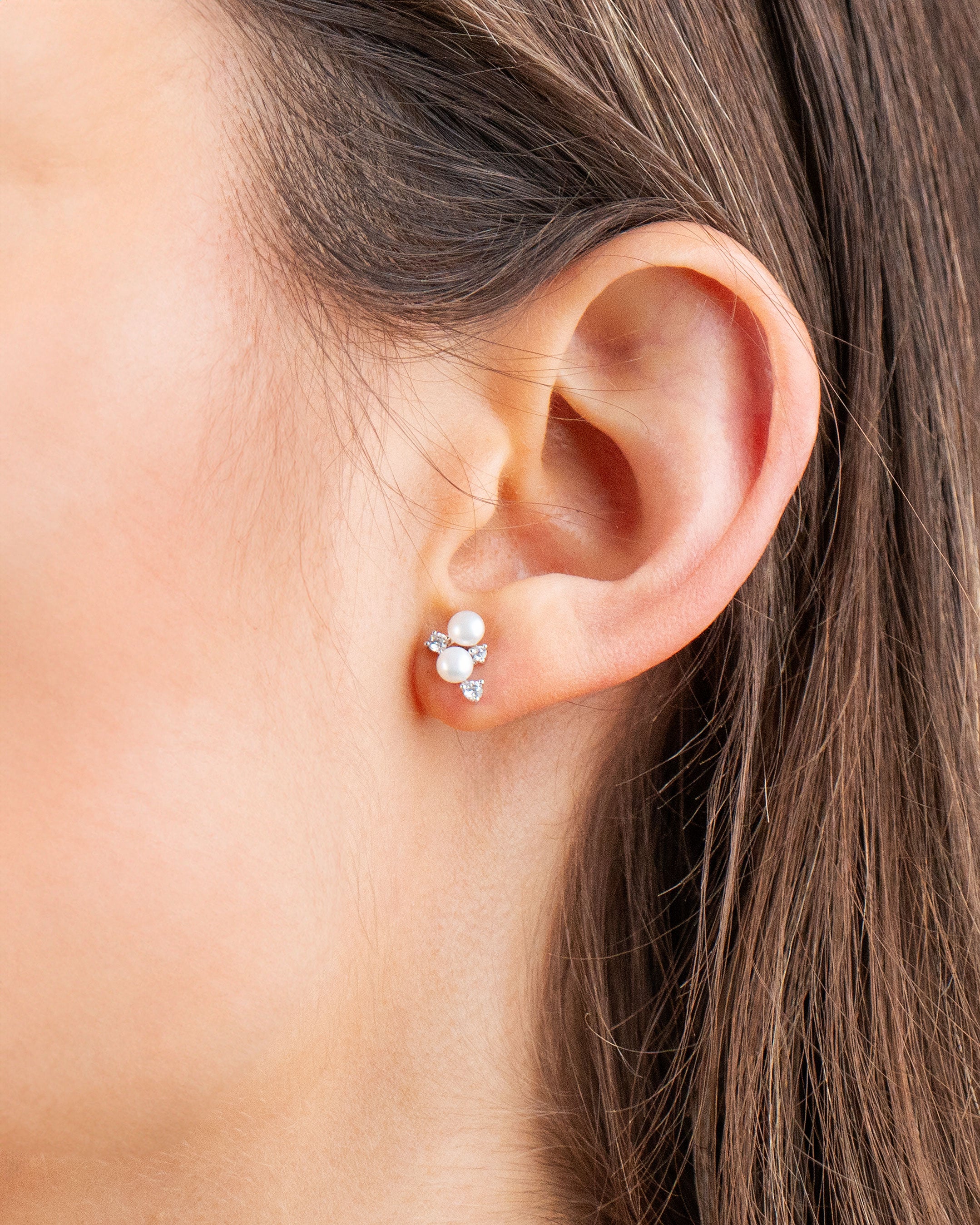 Pendientes Allende de Perla Cultivada de Agua dulce 3.5-4mm y Circonita