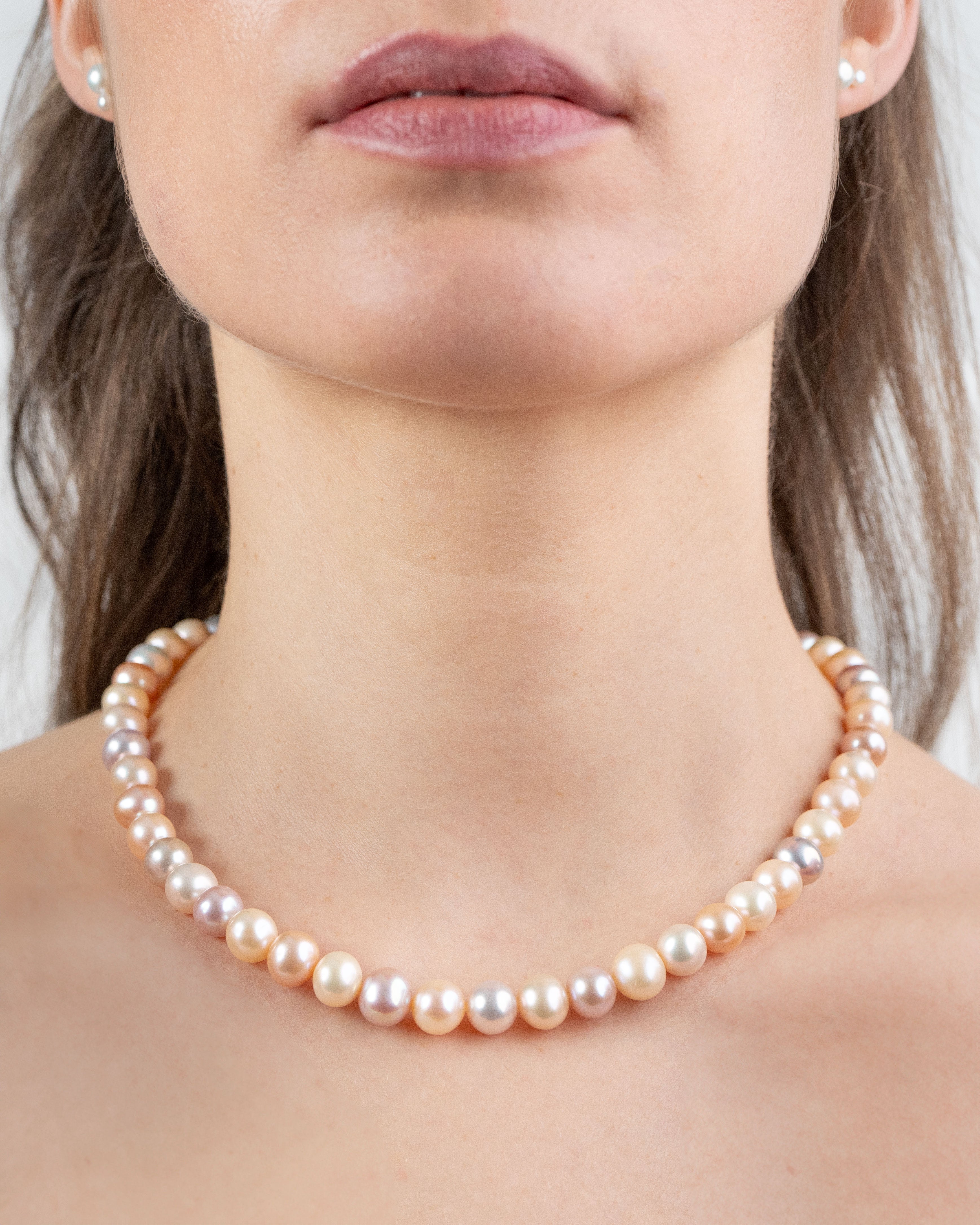 Collar de perlas semi-redondas multicolor 8,5-9,5 mm | SY Perlas