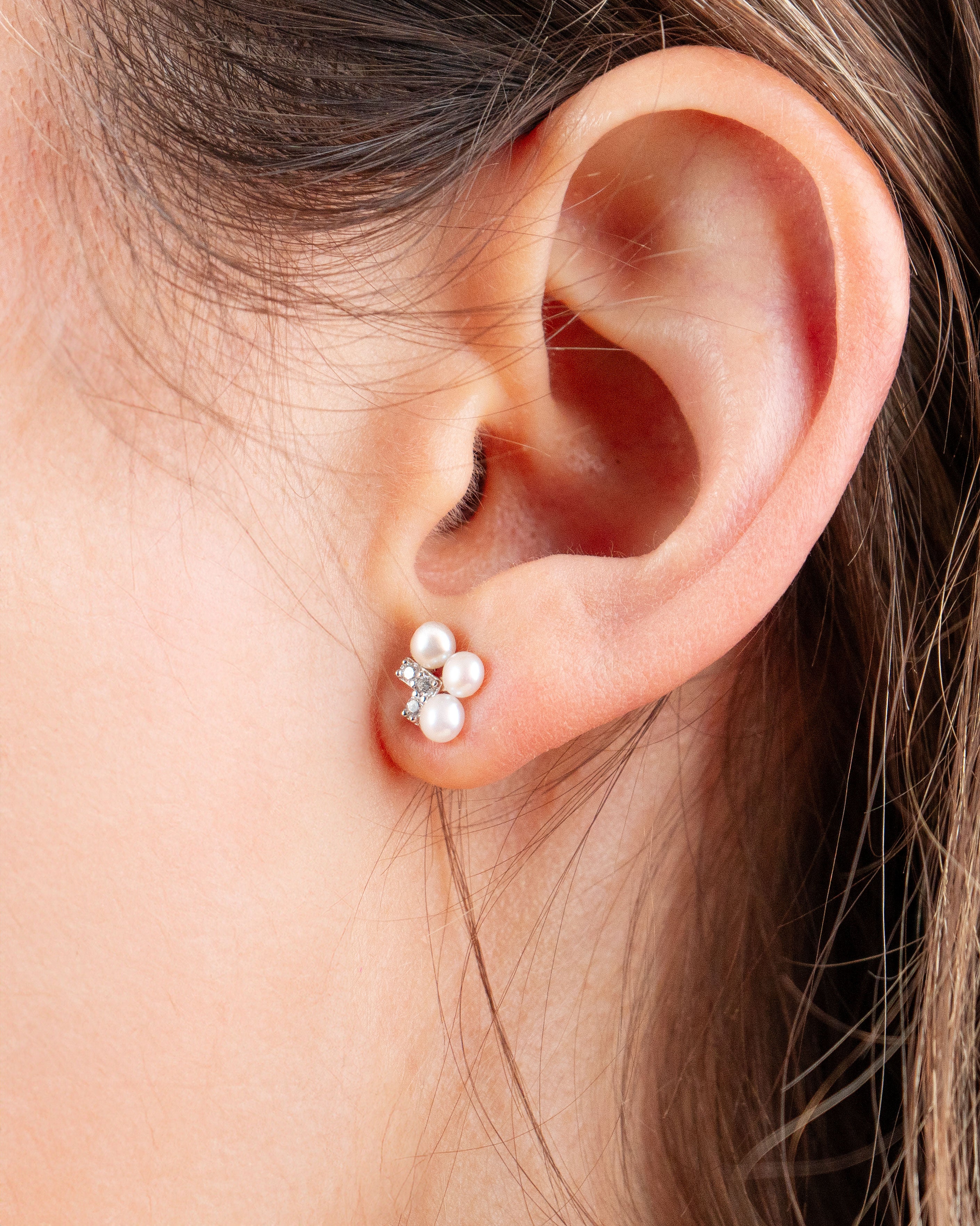 Pendientes Sontag de Perla Cultivada de Agua dulce 3-3.5mm y Circonita