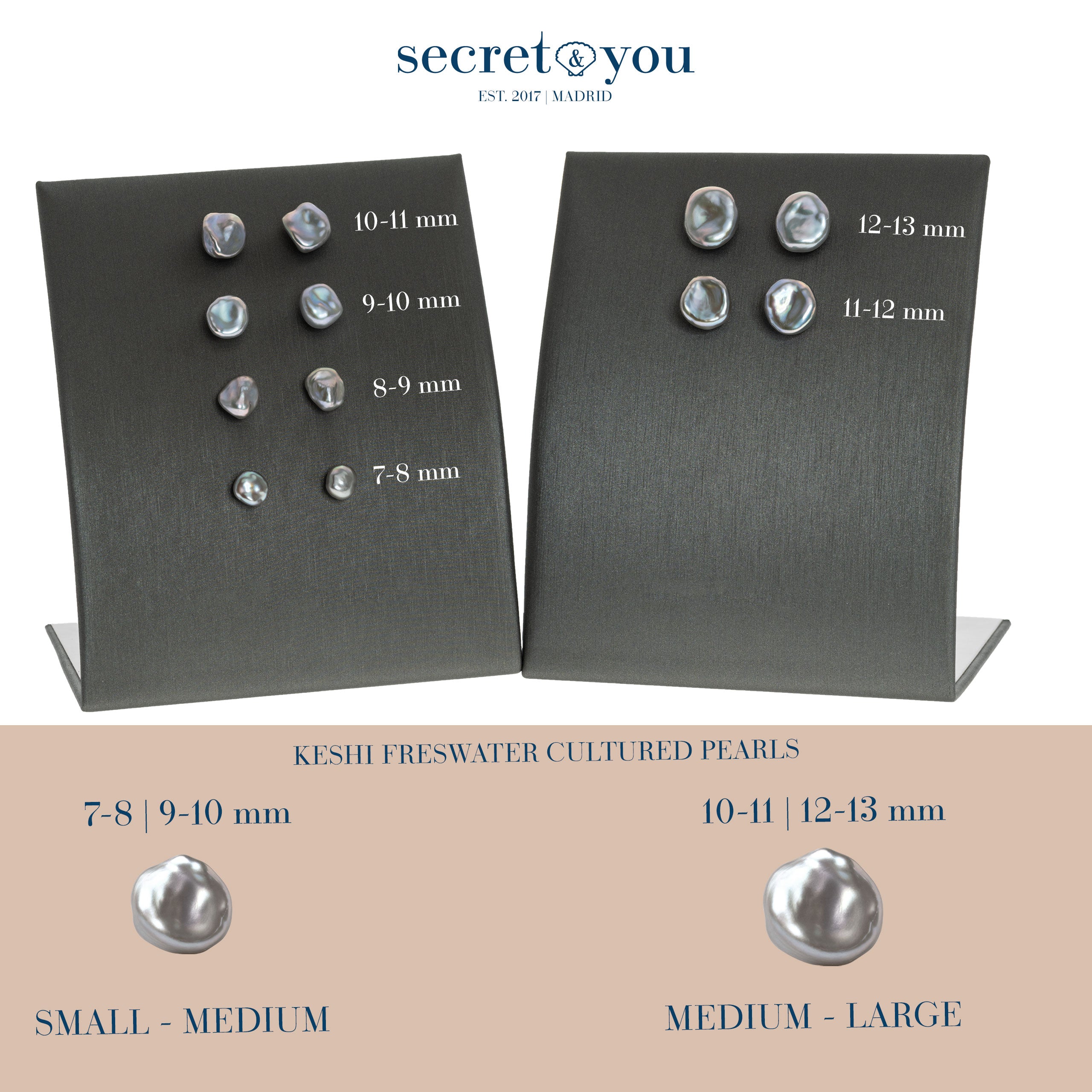 Pendientes de Perlas Keshi Cultivadas Grises y Plata de Ley Secret & You