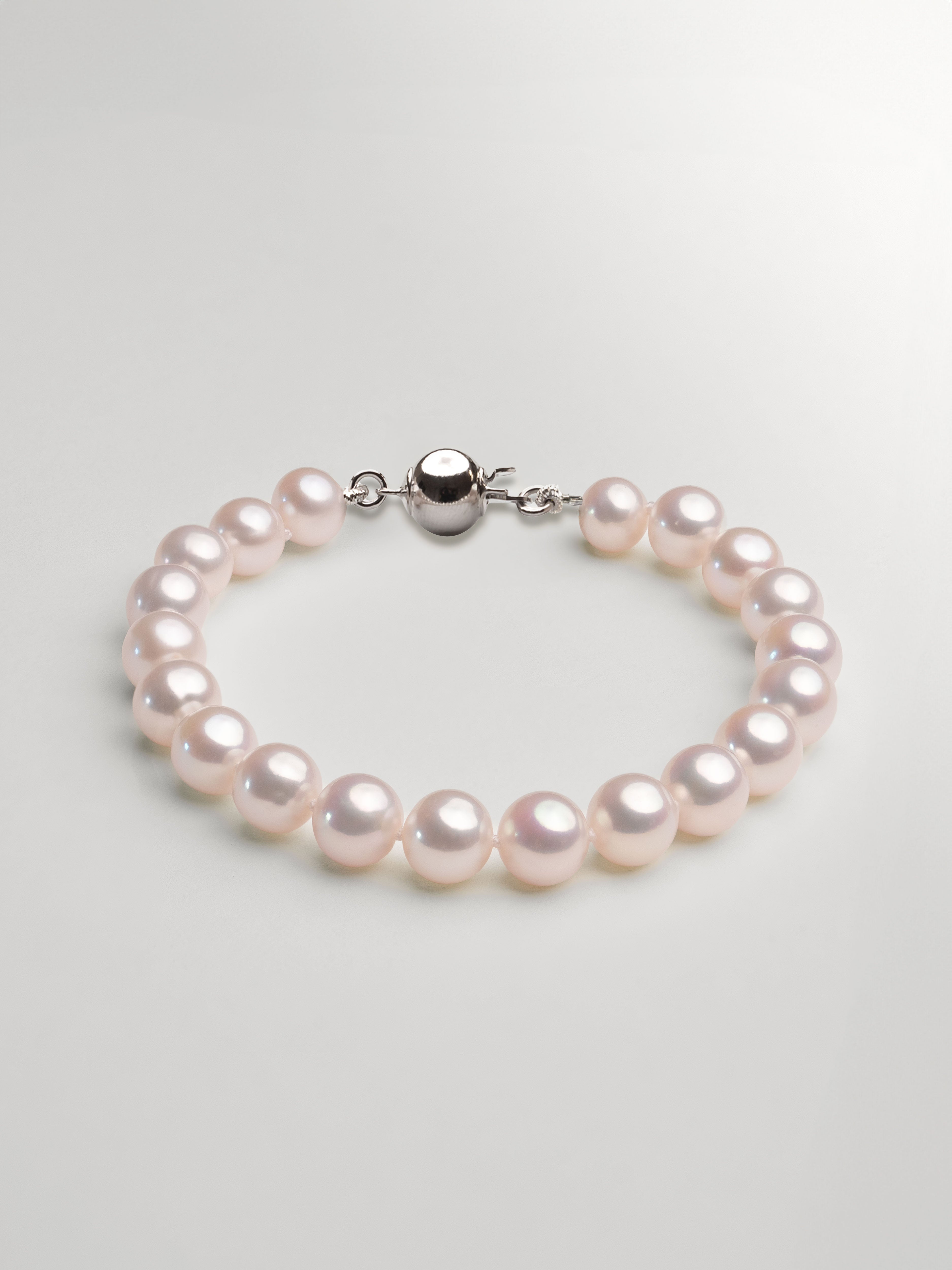 Pulsera de perlas cultivadas de agua dulce redondas de 7,5 a 8,5 mm