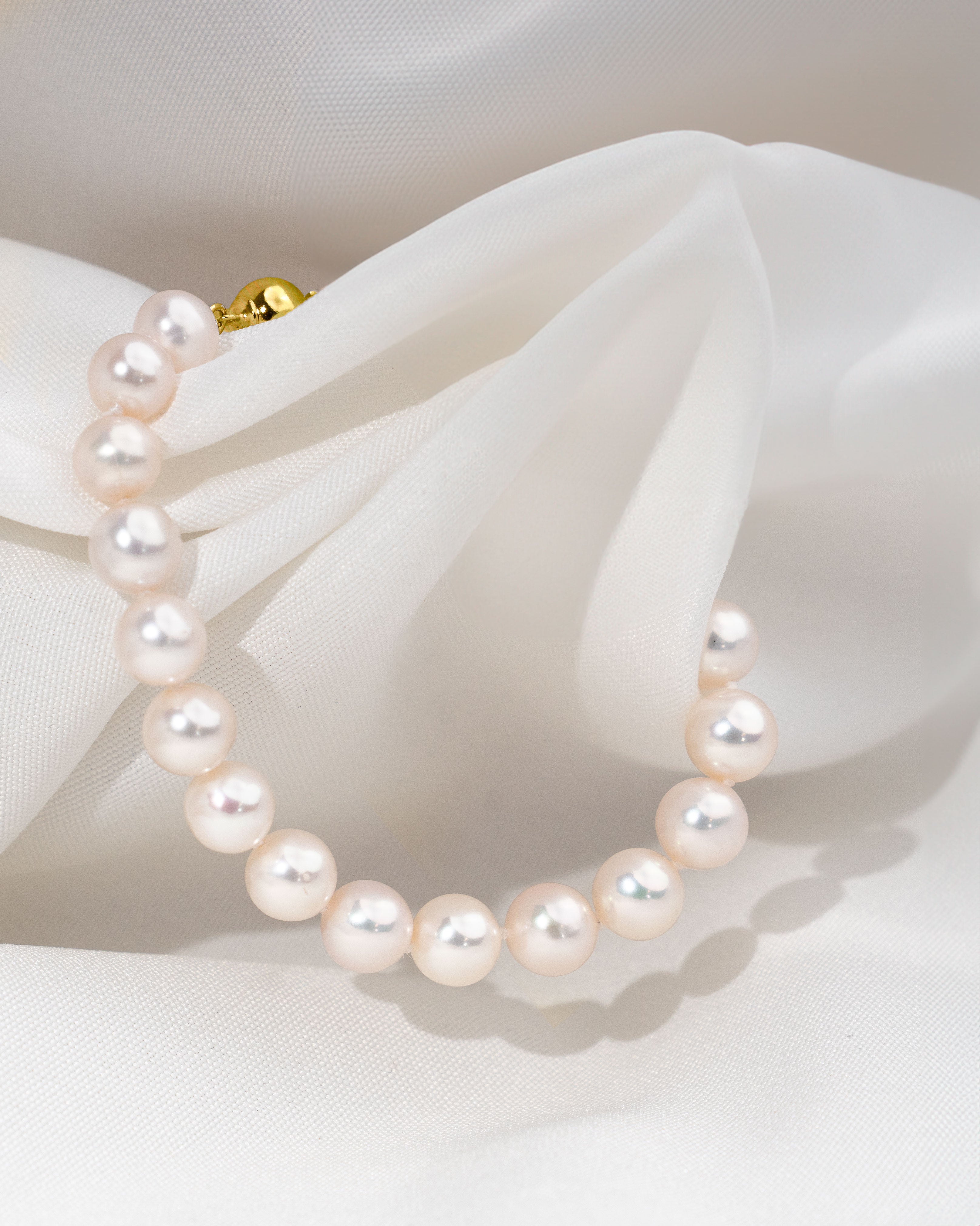 Pulsera de perlas cultivadas de agua dulce redondas de 7,5 a 8,5 mm