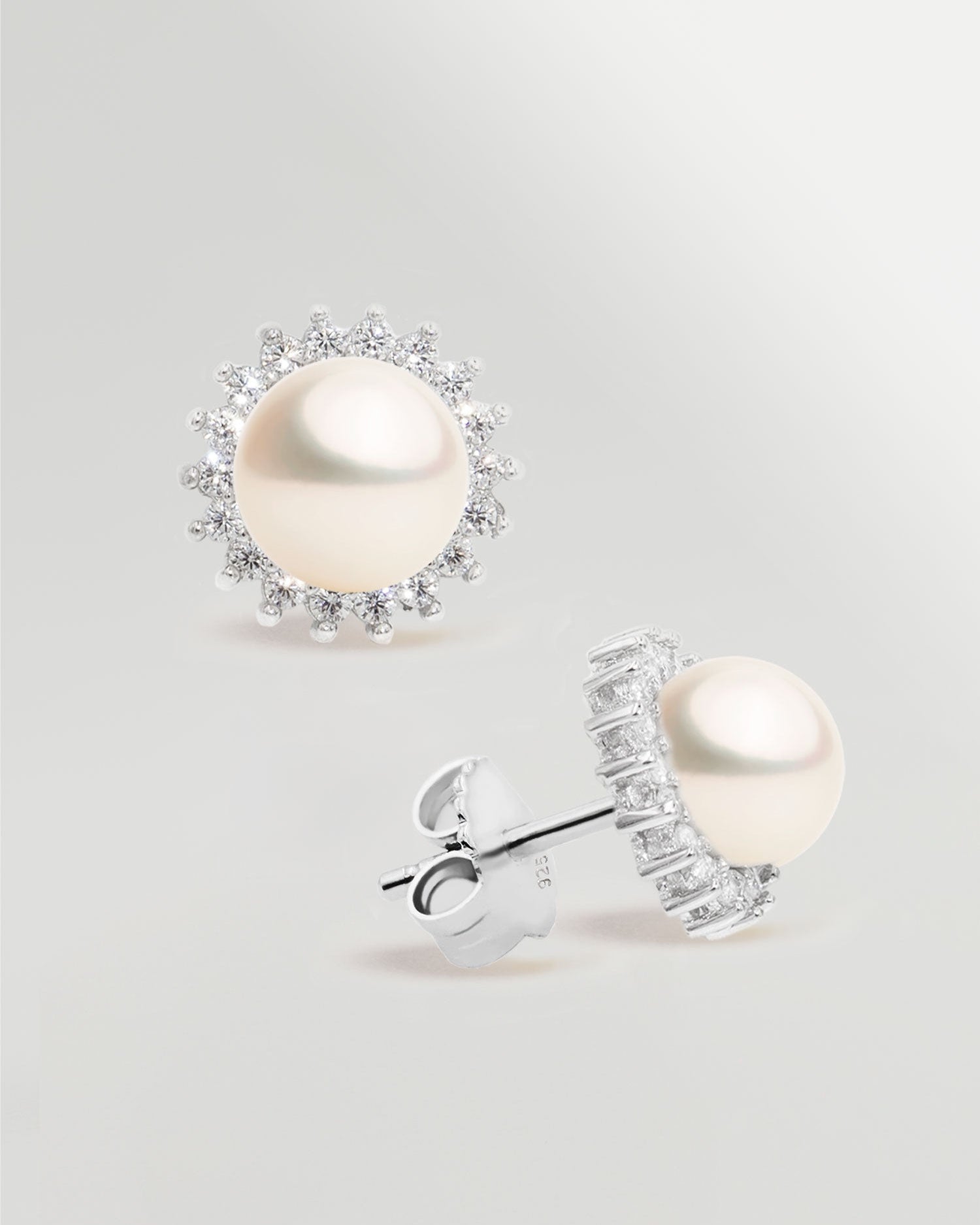 Pendientes de Perla Botón con Circonitas Secret & You