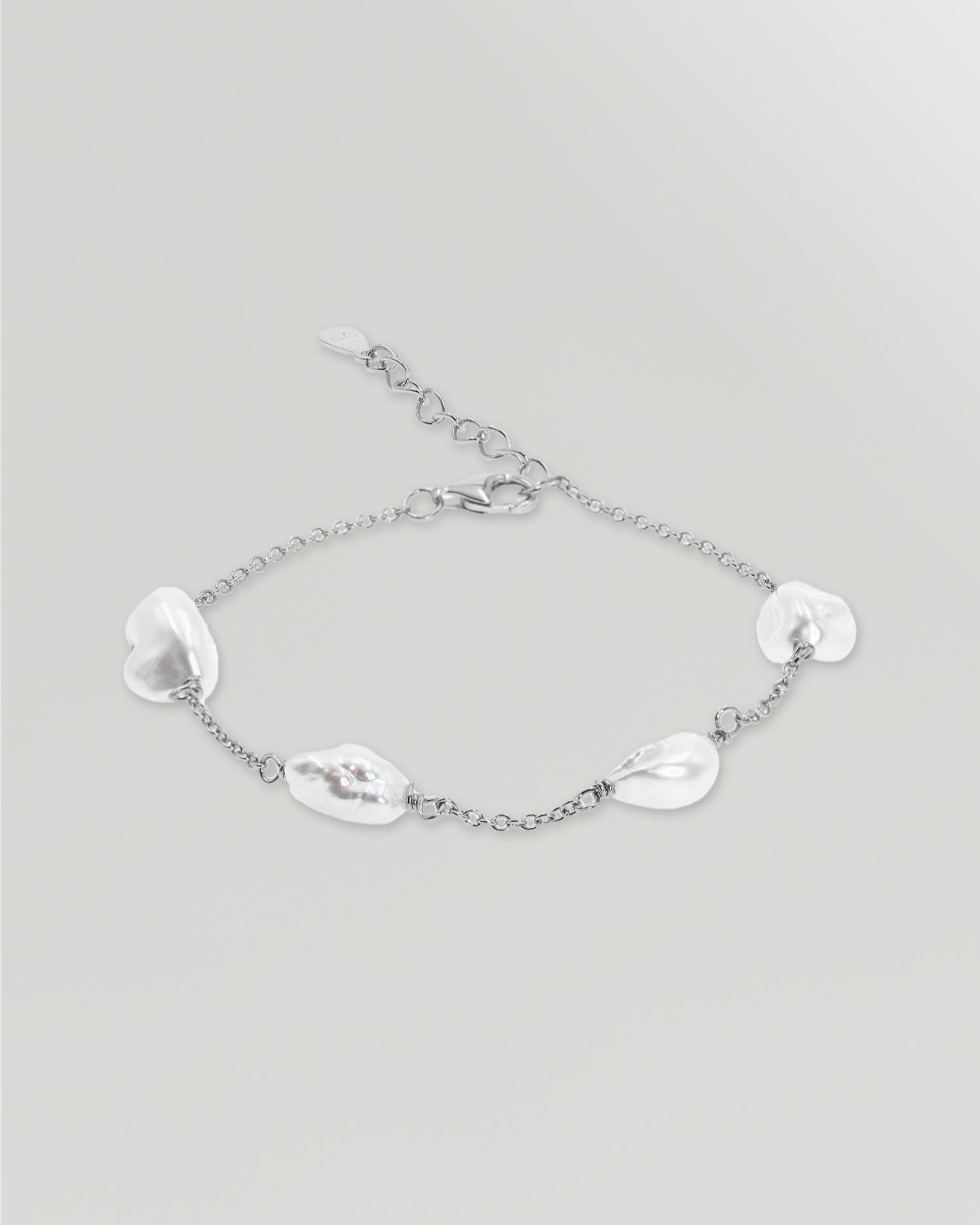 Pulsera con Perlas Cultivadas de Agua Dulce Barrocas Keshi y Cadena de Plata de Ley, 17 a 20 cm de Largo Secret & You